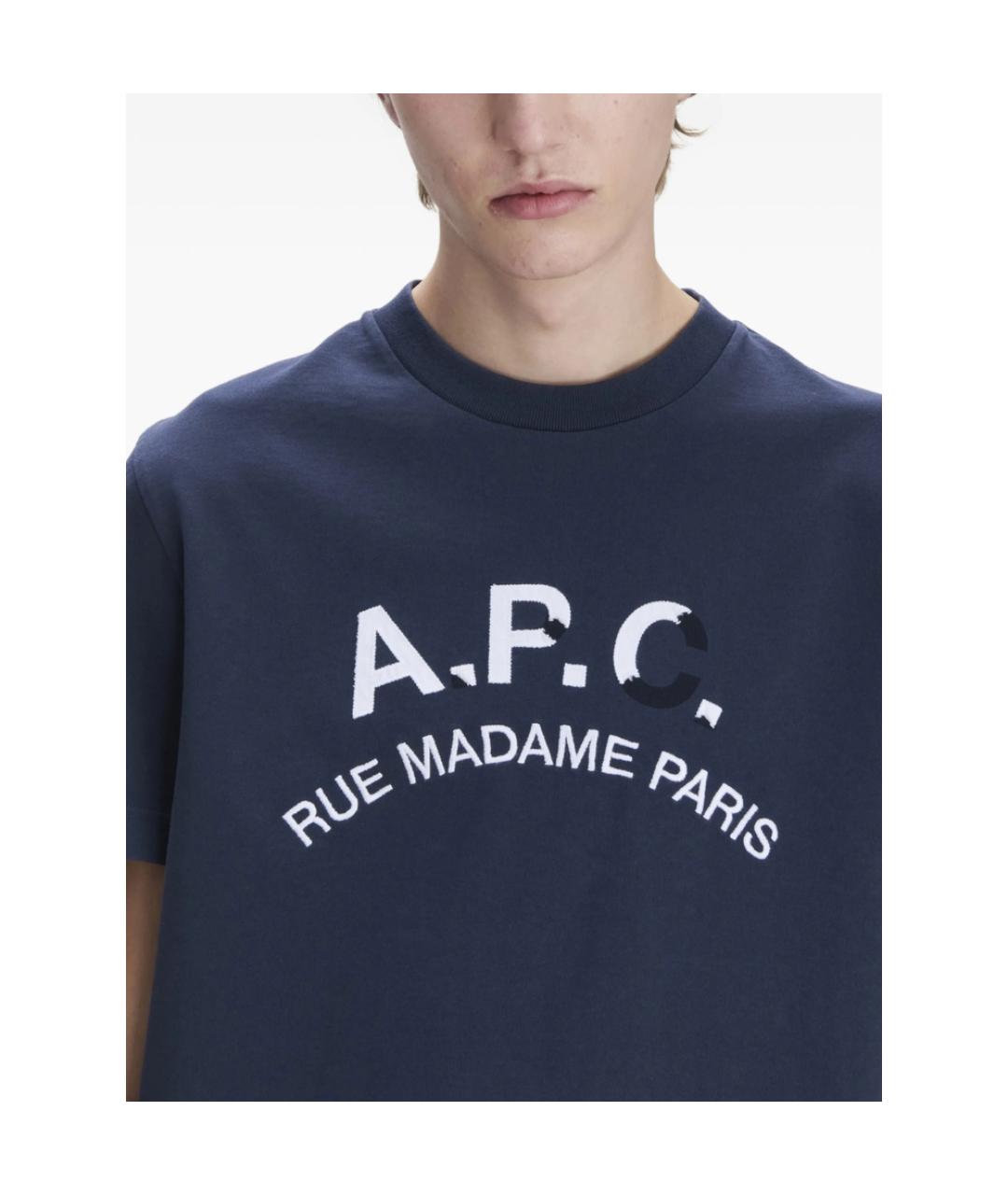A.P.C. Синяя хлопковая футболка, фото 2