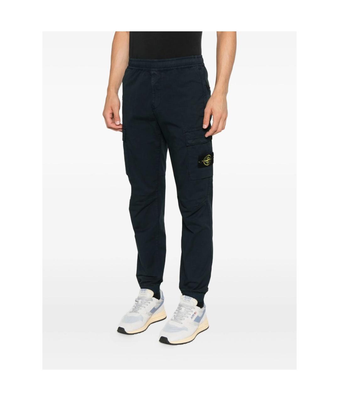 STONE ISLAND Синие хлопковые повседневные брюки, фото 3