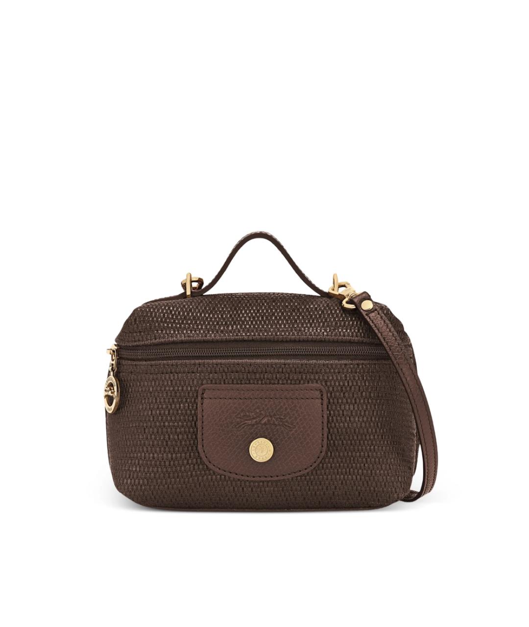 LONGCHAMP Коричневая плетеная сумка с короткими ручками, фото 1