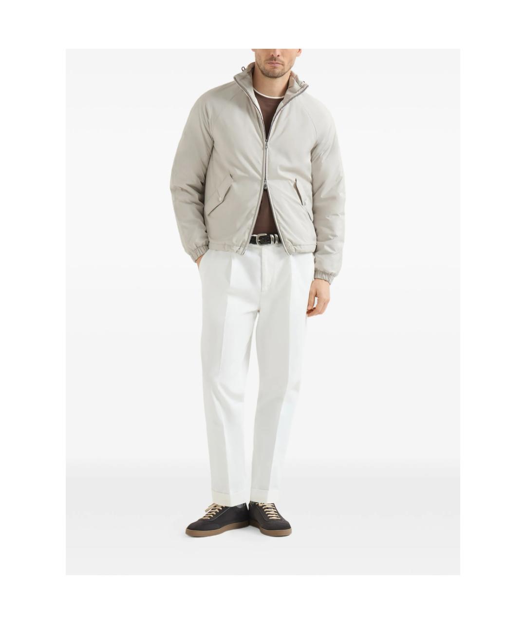 BRUNELLO CUCINELLI Коричневая хлопковая футболка, фото 4