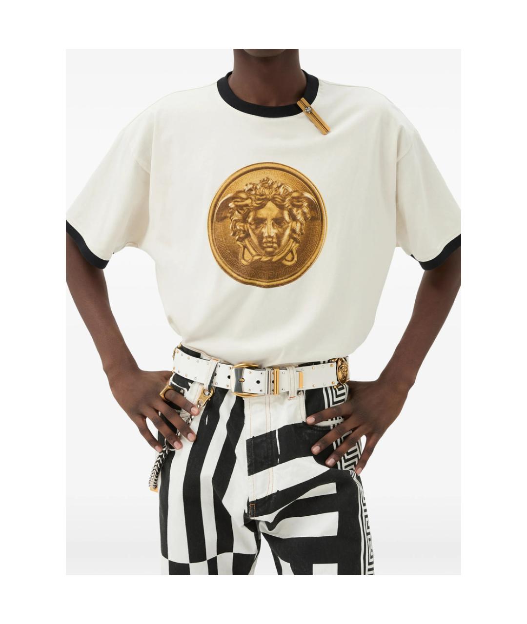 VERSACE Белая хлопковая футболка, фото 2