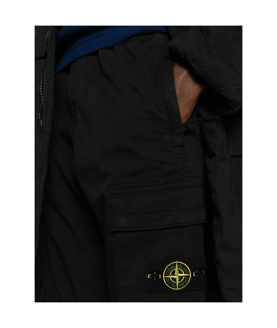 STONE ISLAND Черные хлопковые повседневные брюки, фото 2