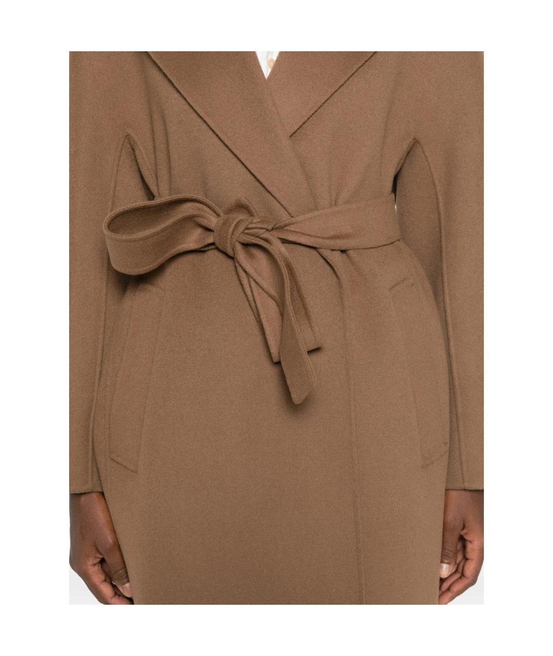 'S MAX MARA Коричневое шерстяное пальто, фото 3