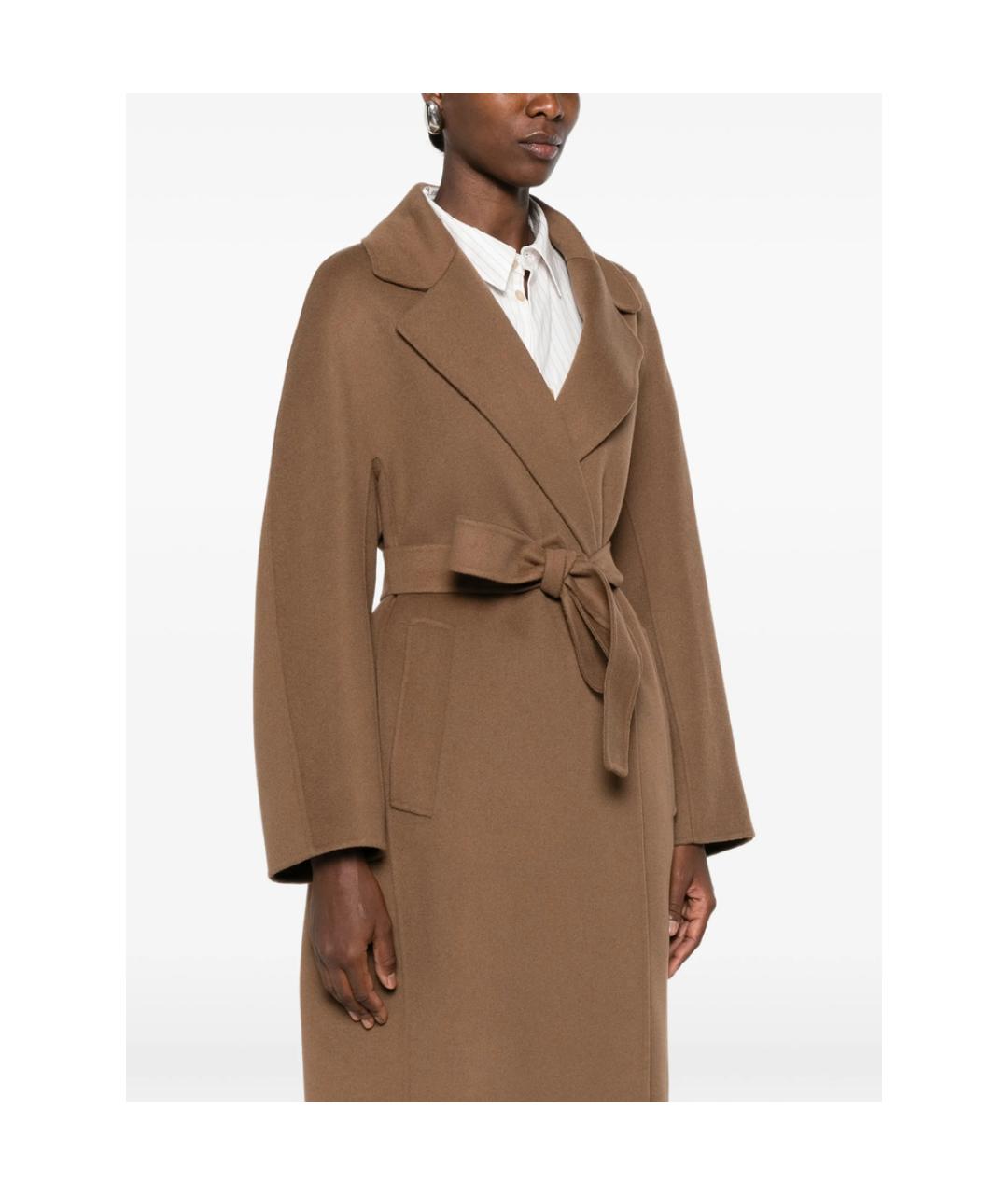 'S MAX MARA Коричневое шерстяное пальто, фото 5