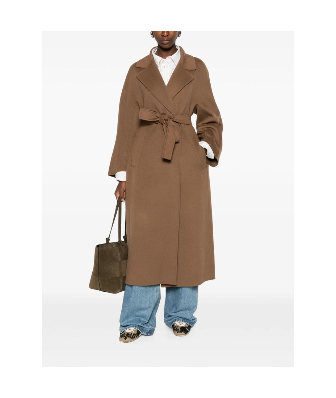 'S MAX MARA Коричневое шерстяное пальто, фото 2