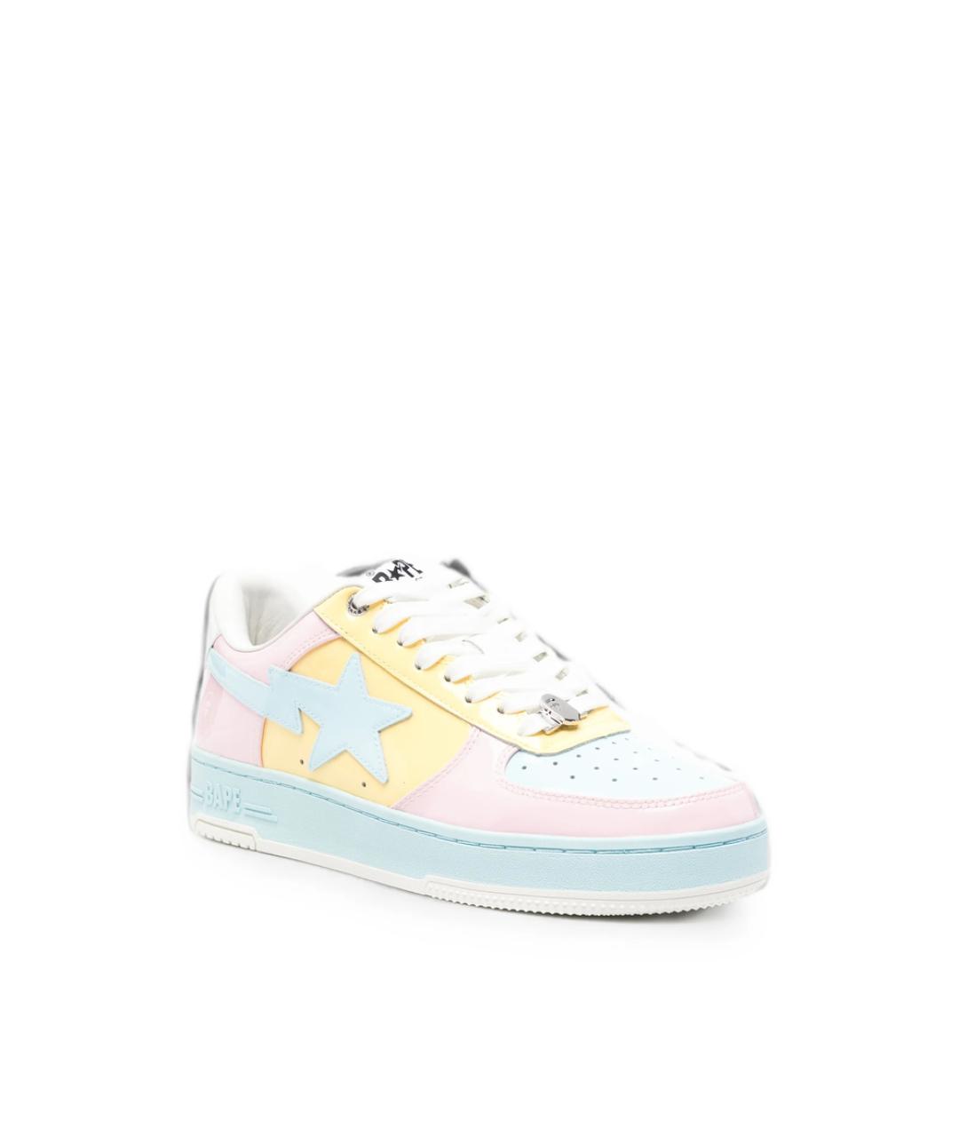 A BATHING APE Розовые кожаные низкие кроссовки / кеды, фото 4