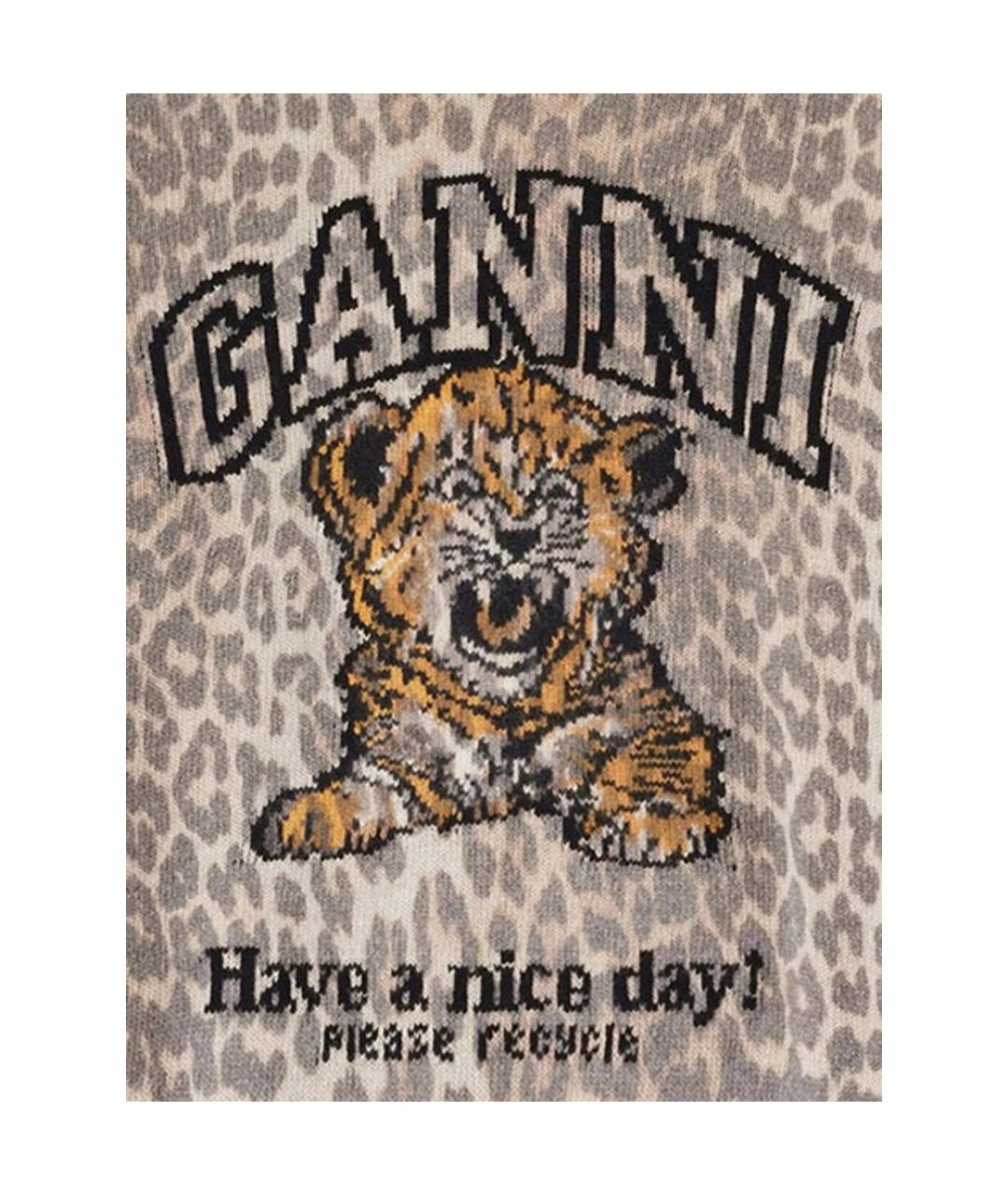 GANNI Коричневый шерстяной джемпер / свитер, фото 2