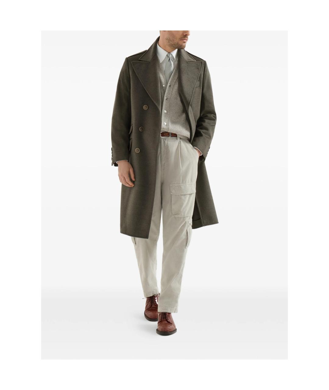 BRUNELLO CUCINELLI Зеленое шерстяное пальто, фото 6