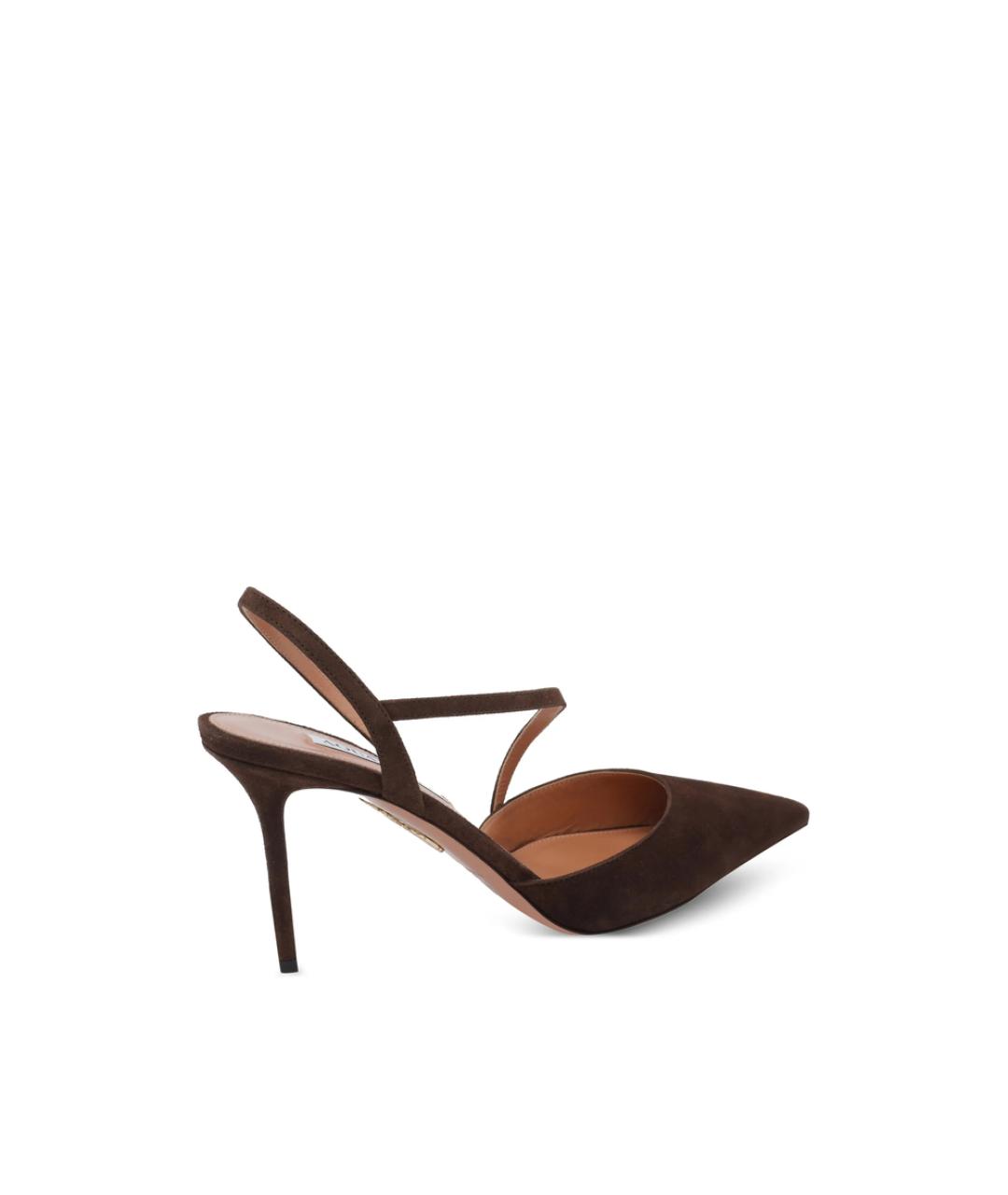 AQUAZZURA Коричневые замшевые туфли, фото 2