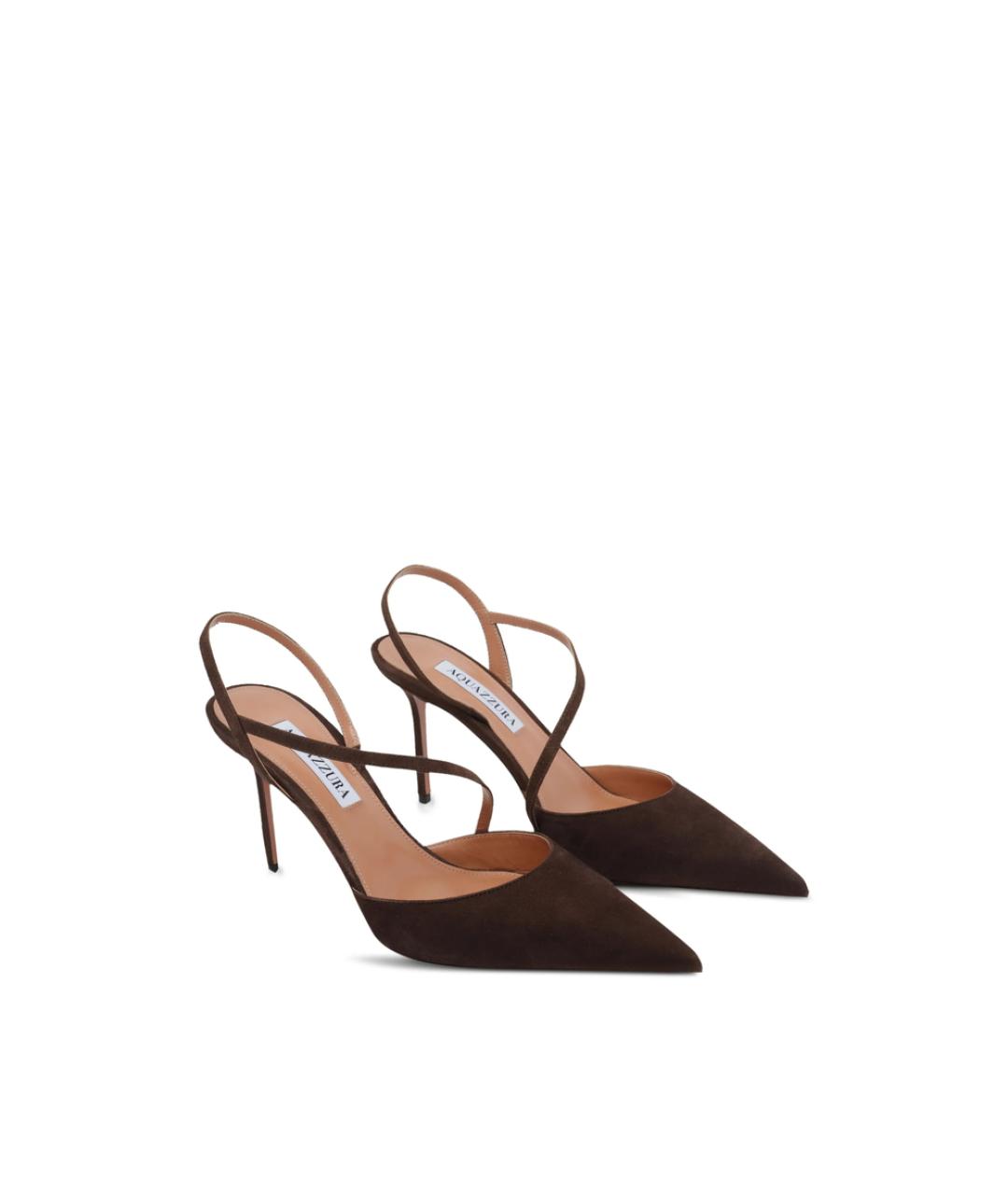 AQUAZZURA Коричневые замшевые туфли, фото 3