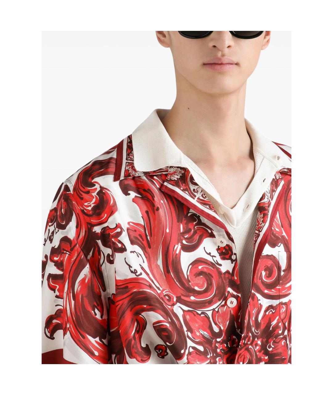 DOLCE&GABBANA Красная шелковая кэжуал рубашка, фото 5
