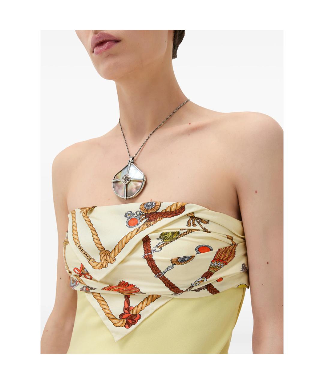 VERSACE Зеленое шелковое коктейльное платье, фото 4