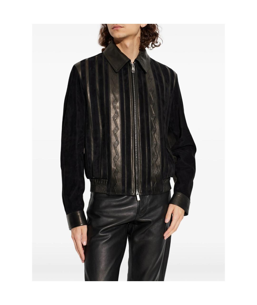 VERSACE Черная кожаная куртка, фото 3