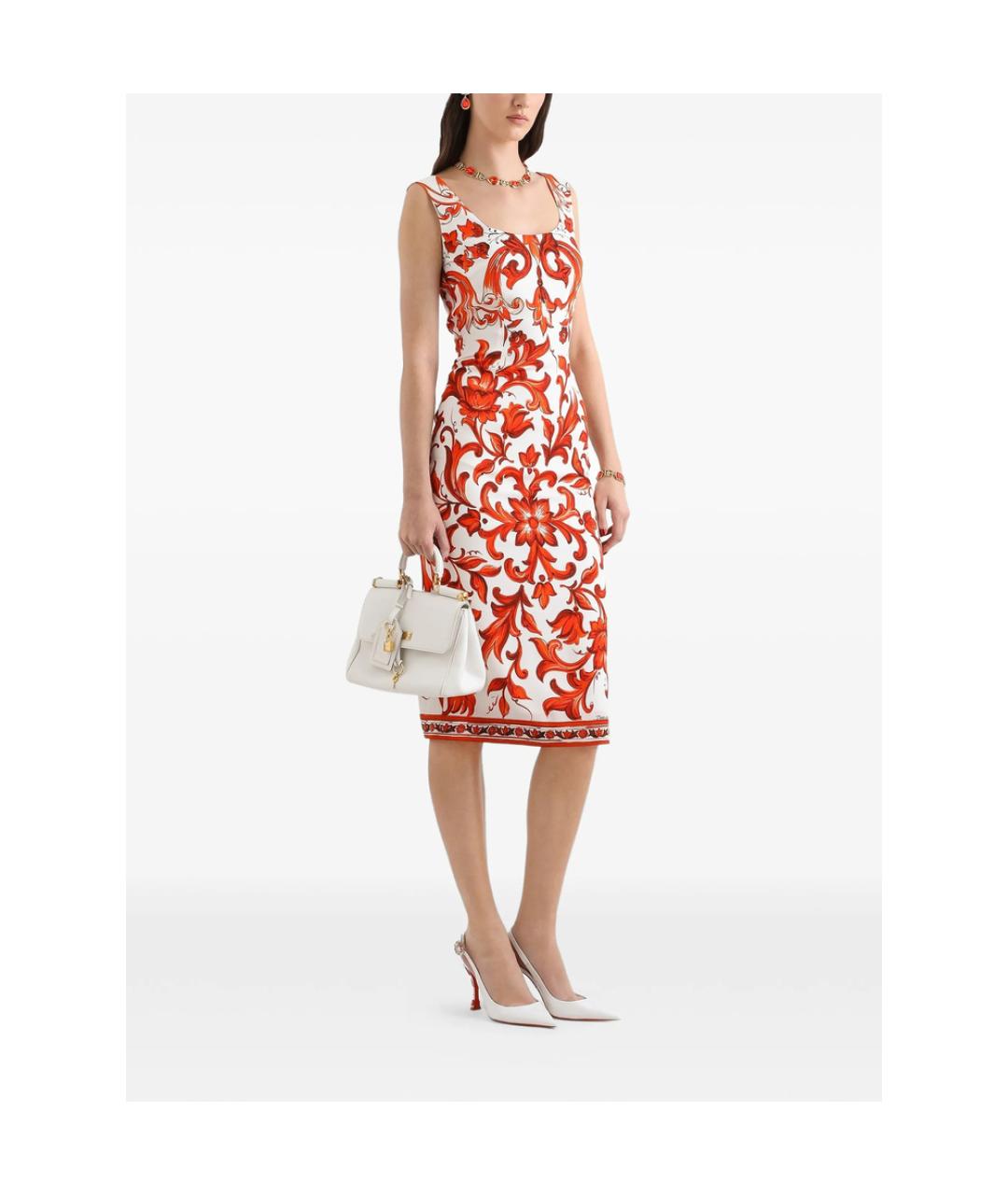 DOLCE&GABBANA Красное шелковое повседневное платье, фото 2