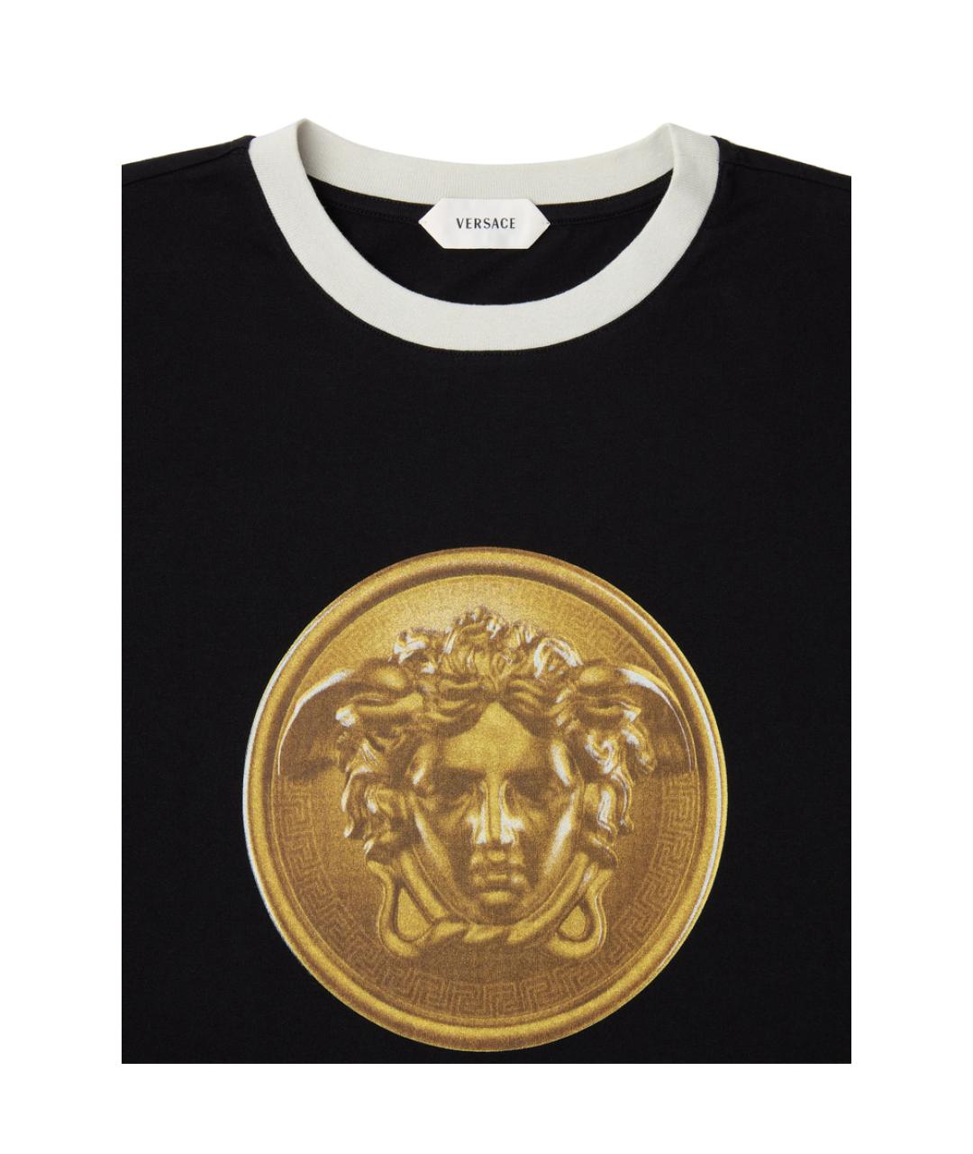 VERSACE Черная хлопковая футболка, фото 2