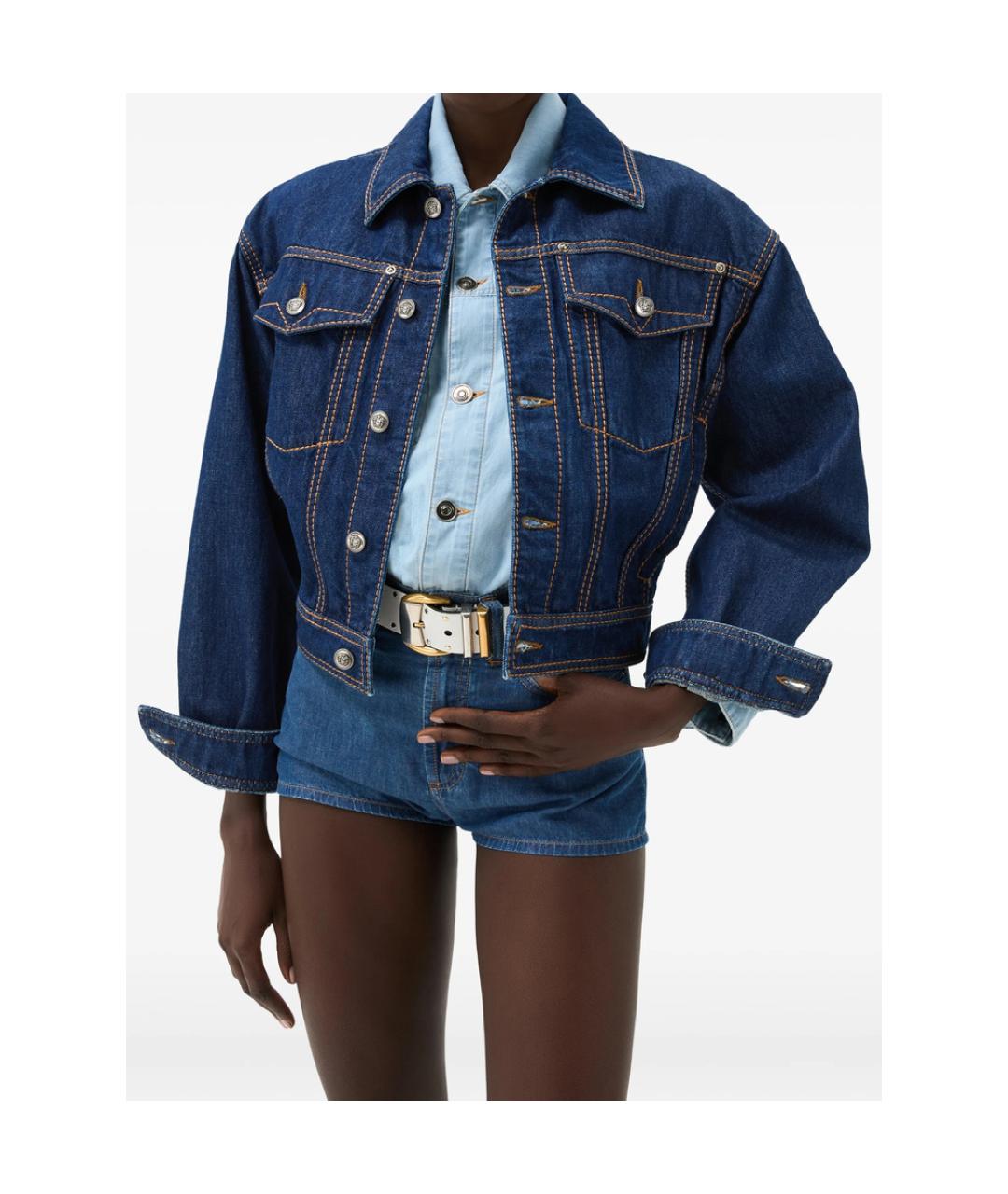 VERSACE Синяя хлопковая куртка, фото 3