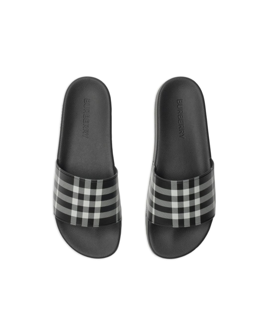 BURBERRY Черные резиновые шлепанцы, фото 4
