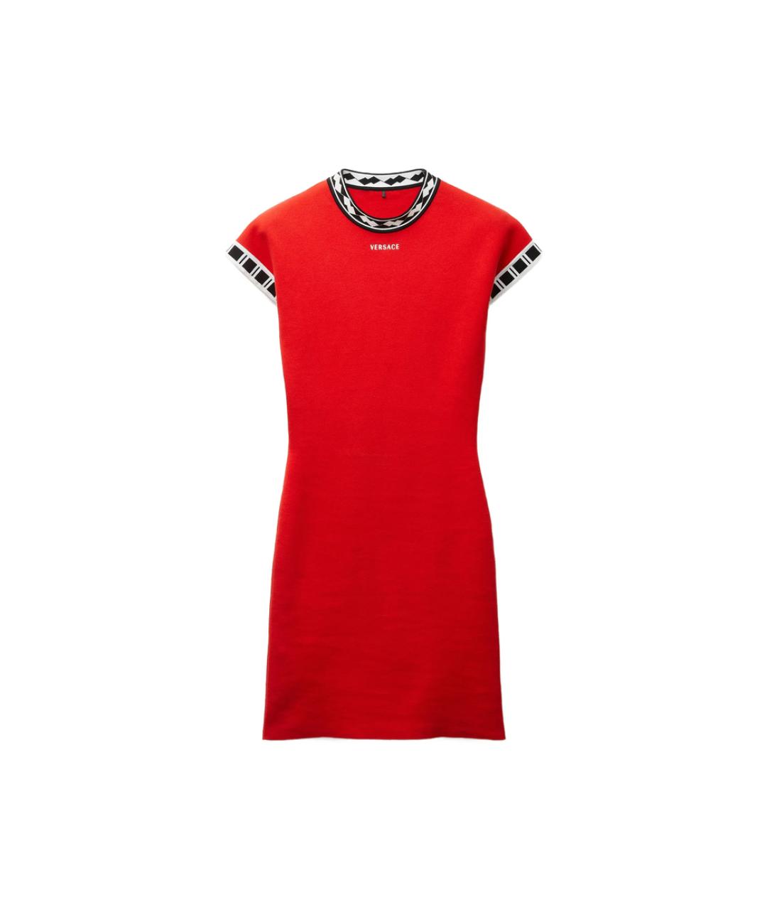 VERSACE Красное хлопковое повседневное платье, фото 1