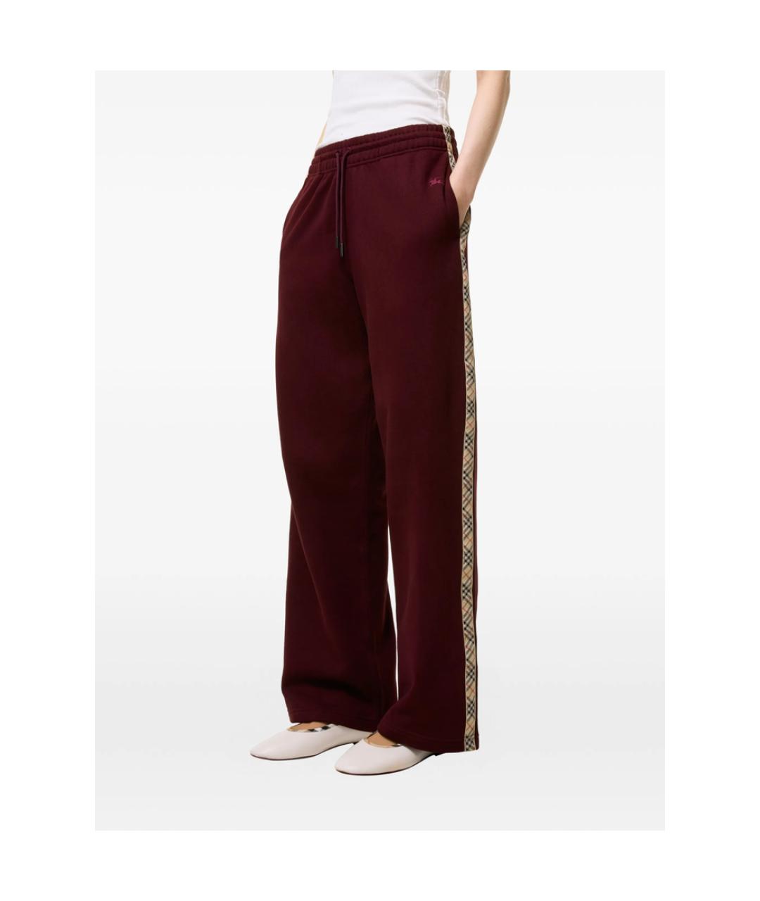 BURBERRY Красные полиэстеровые спортивные брюки и шорты, фото 2