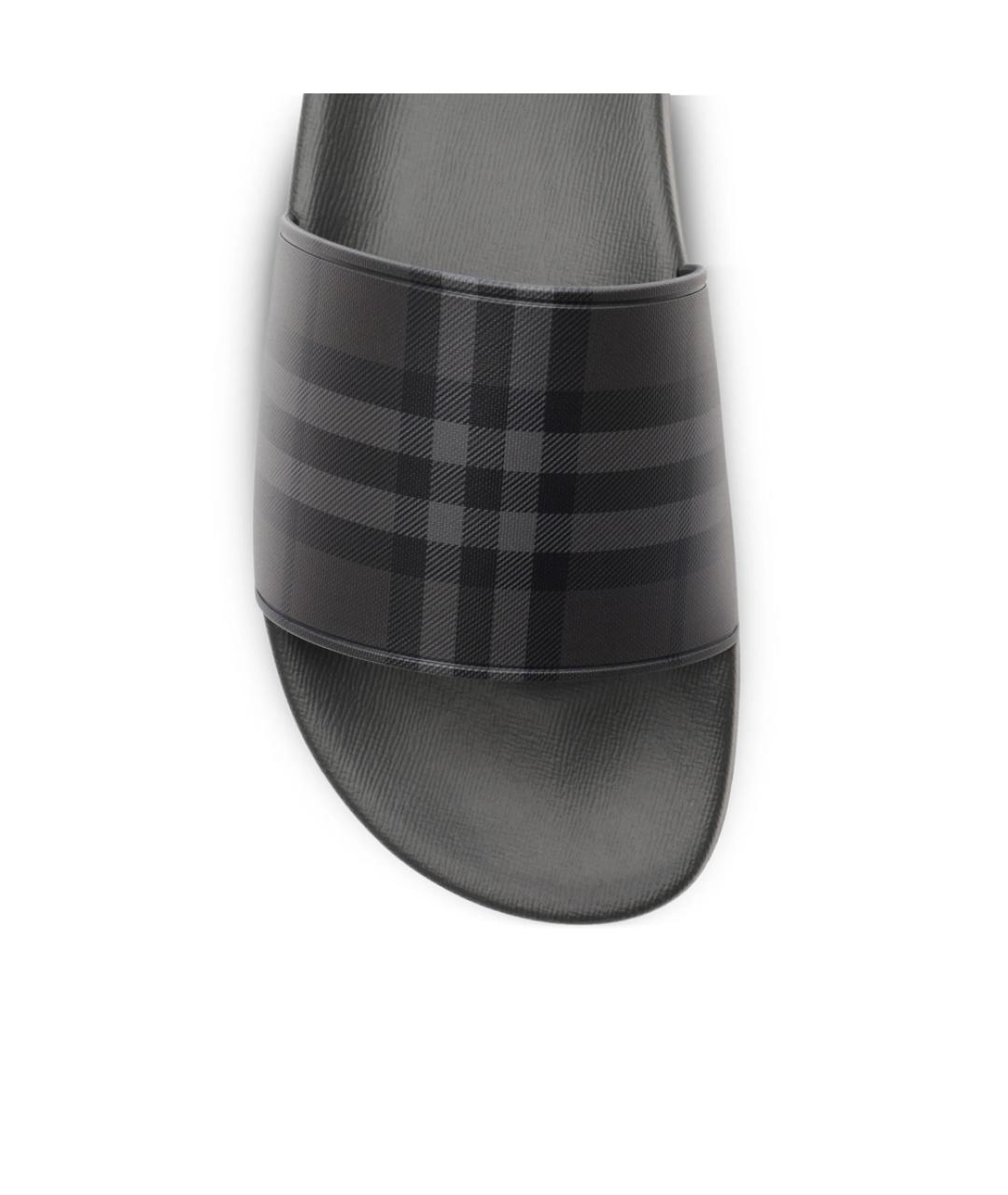 BURBERRY Черные резиновые шлепанцы, фото 3