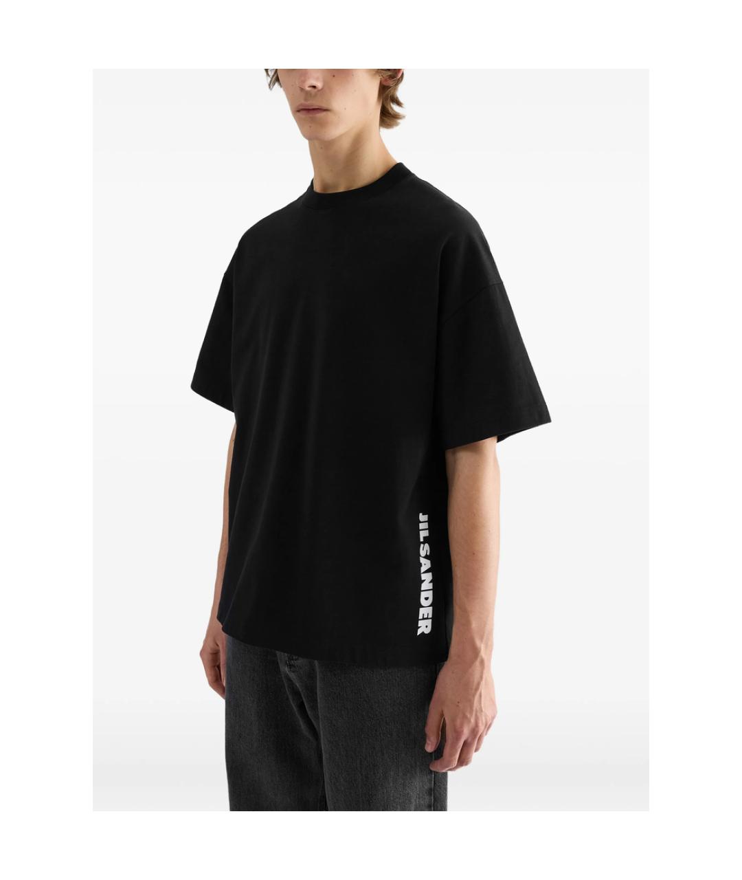 JIL SANDER Черная хлопковая футболка, фото 2