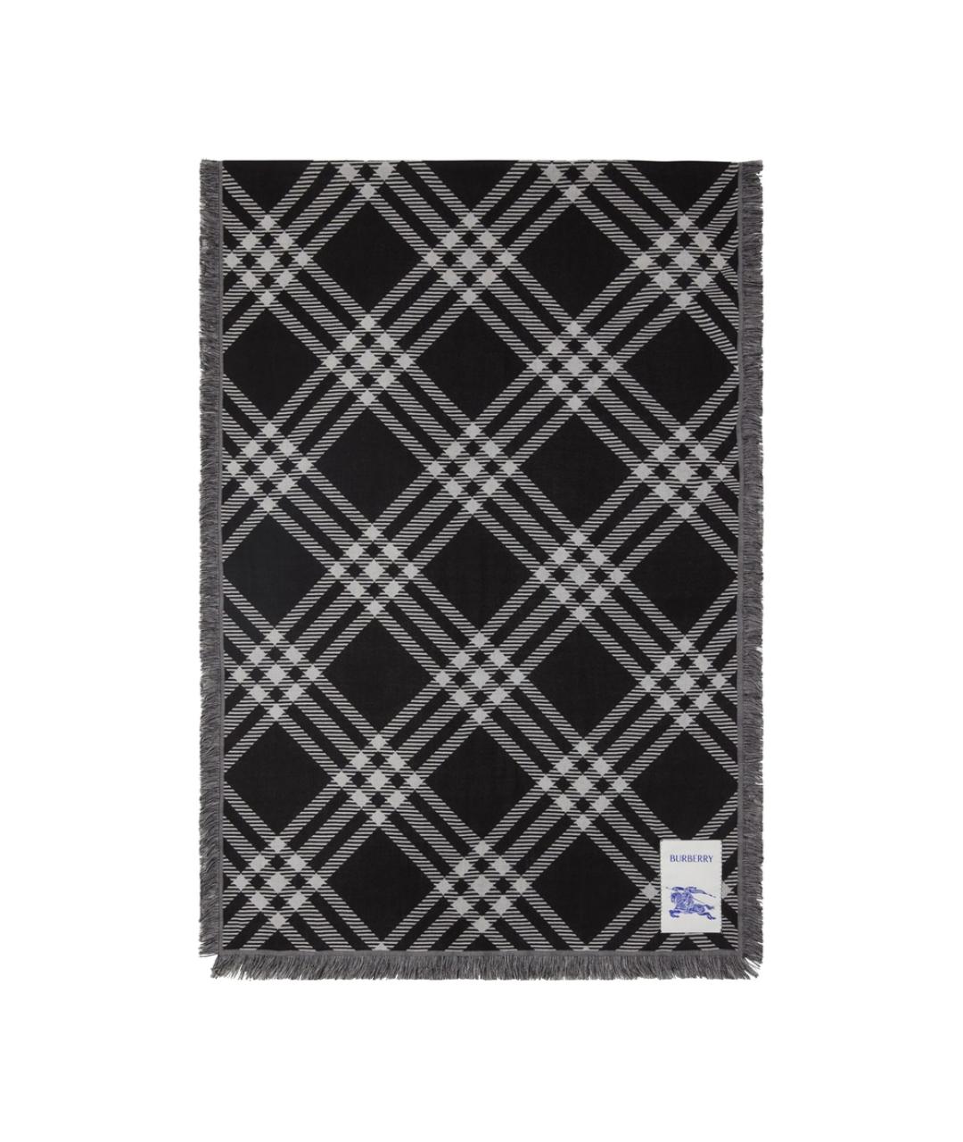 BURBERRY Черный шерстяной шарф, фото 1