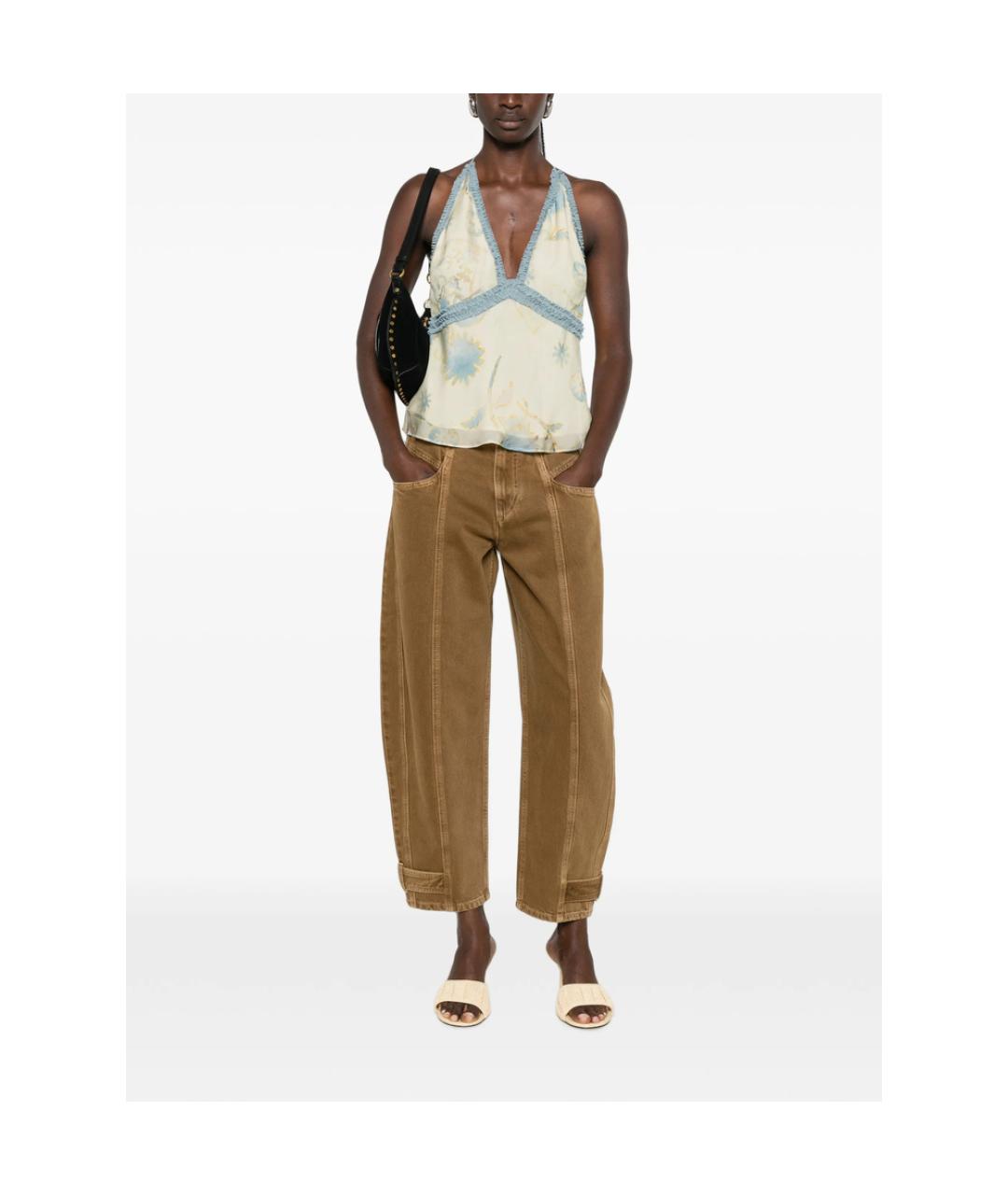 ISABEL MARANT Коричневые хлопковые джинсы слим, фото 4