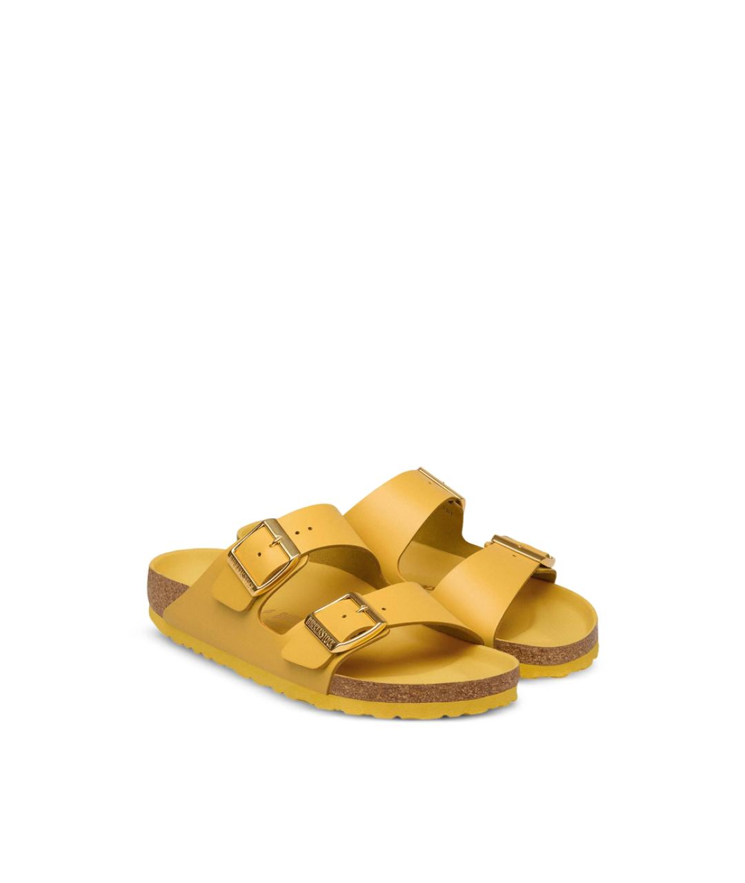BIRKENSTOCK Желтые кожаные сандалии, фото 3