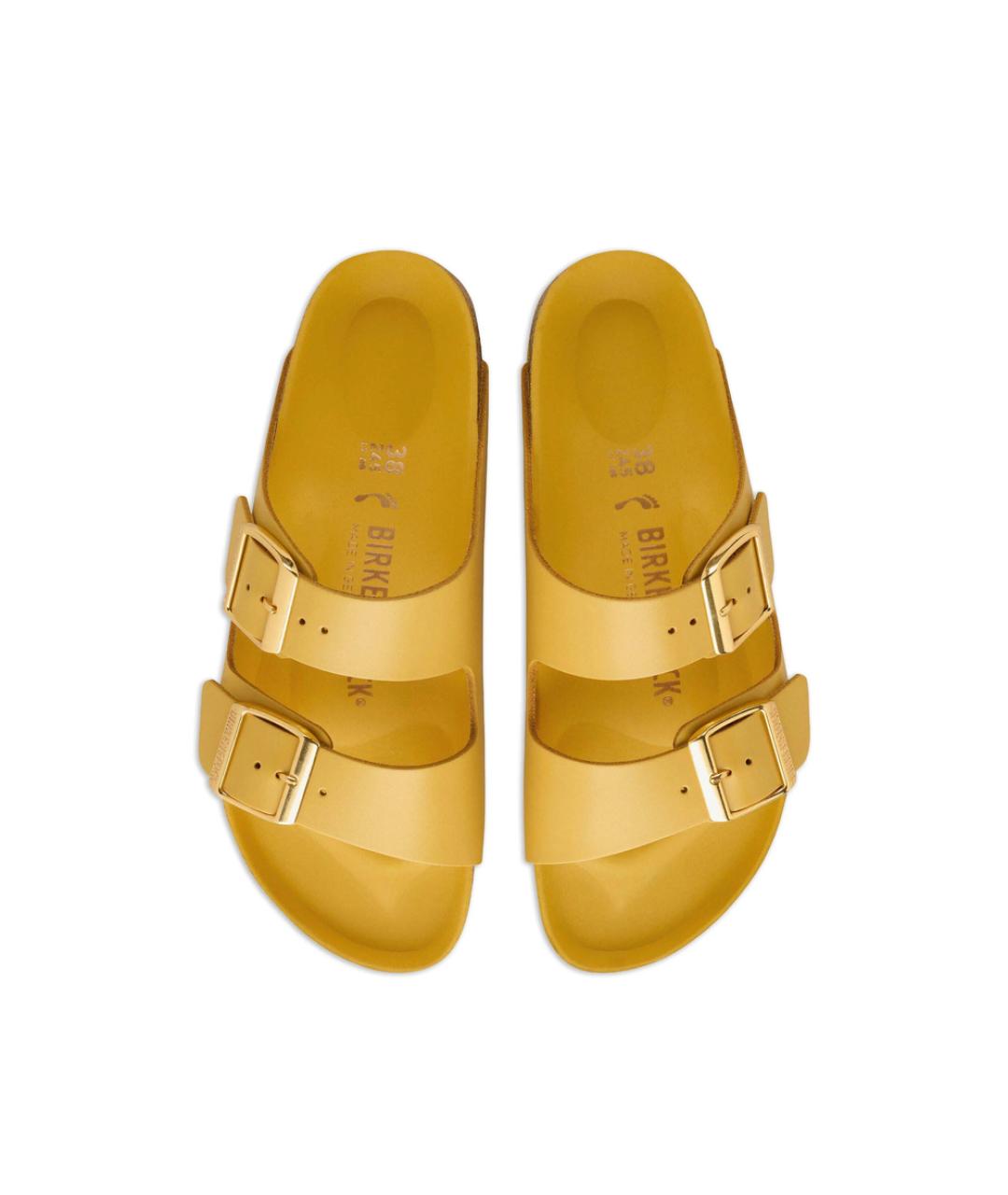 BIRKENSTOCK Желтые кожаные сандалии, фото 4