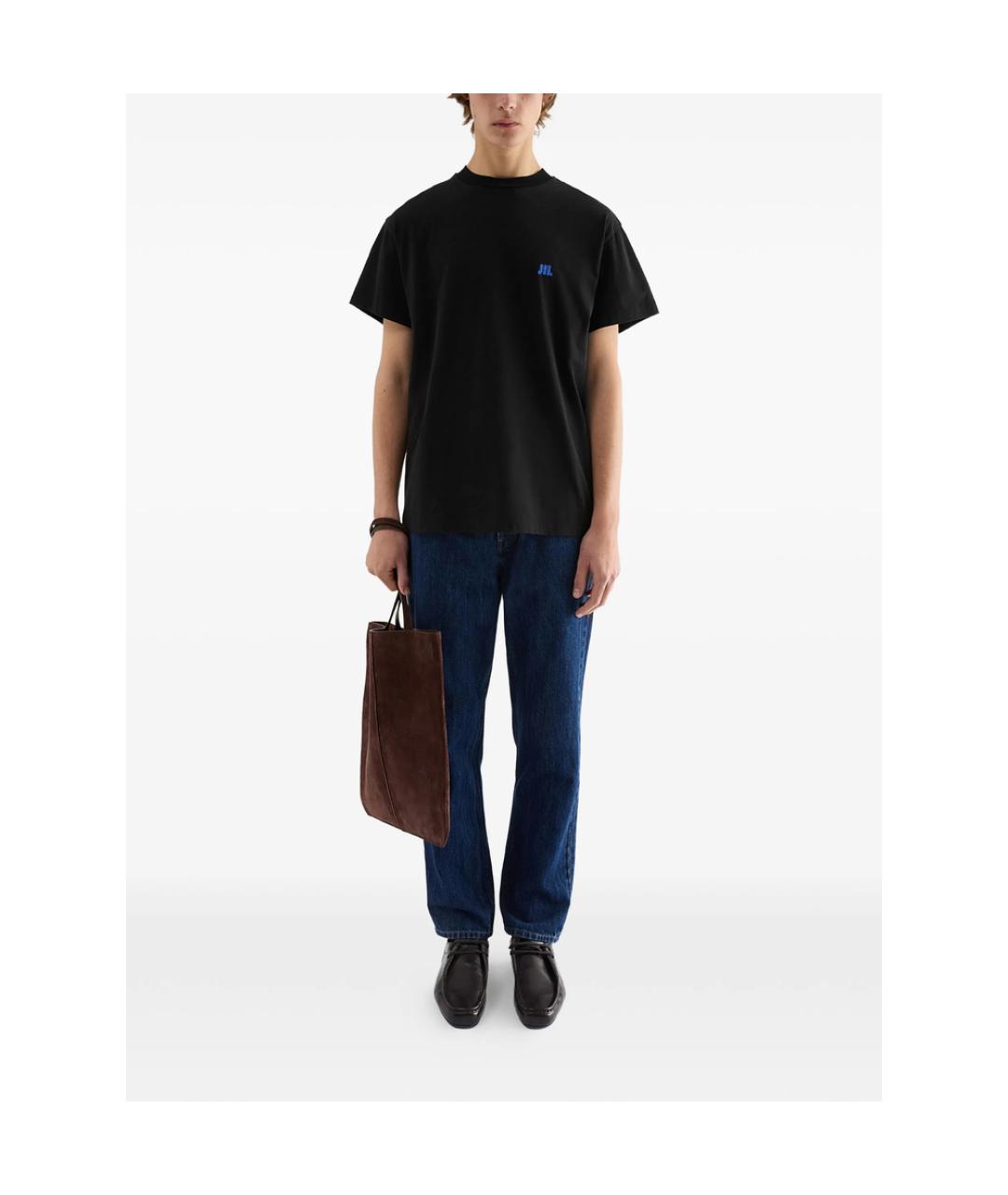 JIL SANDER Черная хлопковая футболка, фото 3