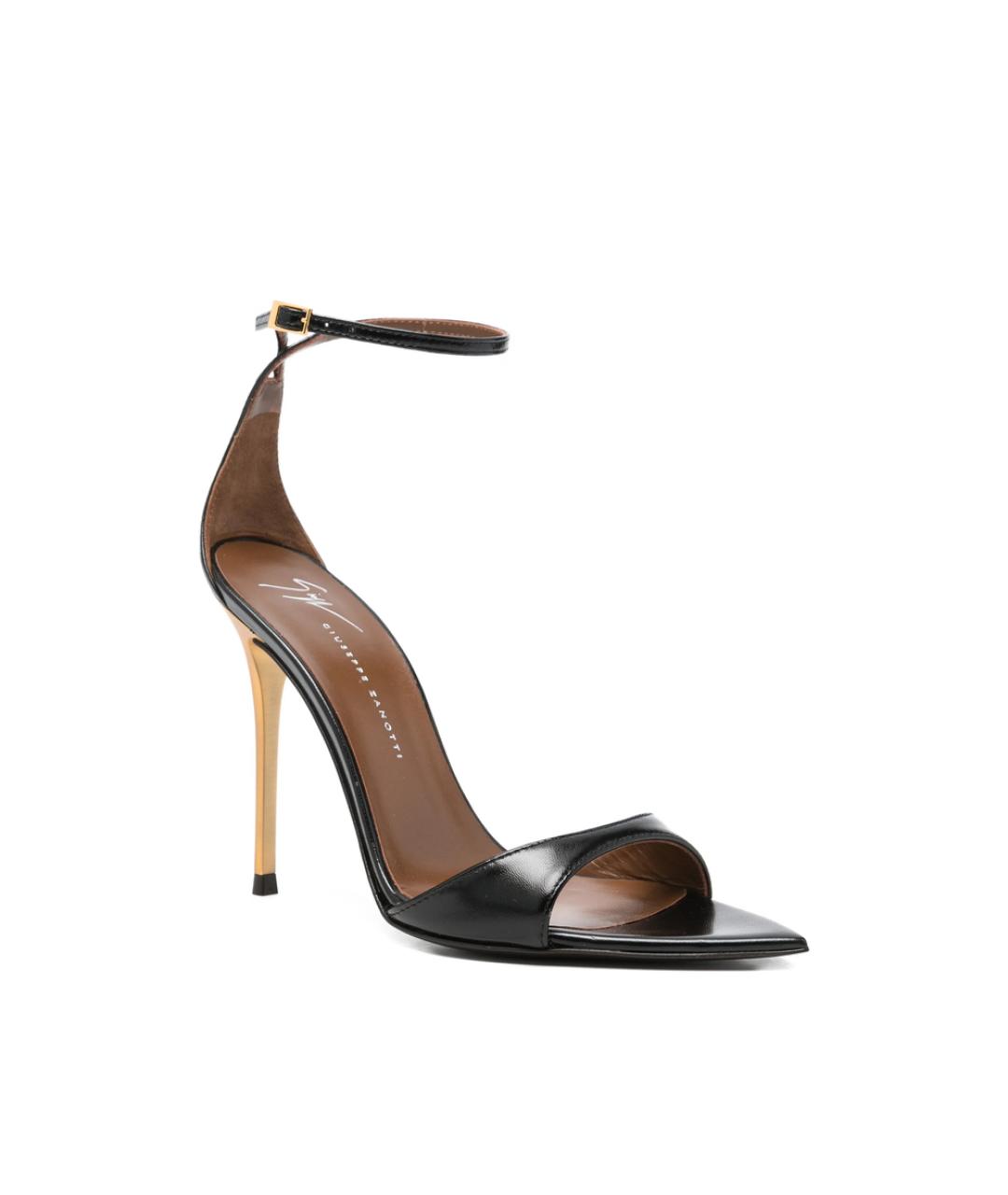 GIUSEPPE ZANOTTI DESIGN Черные кожаные босоножки, фото 3