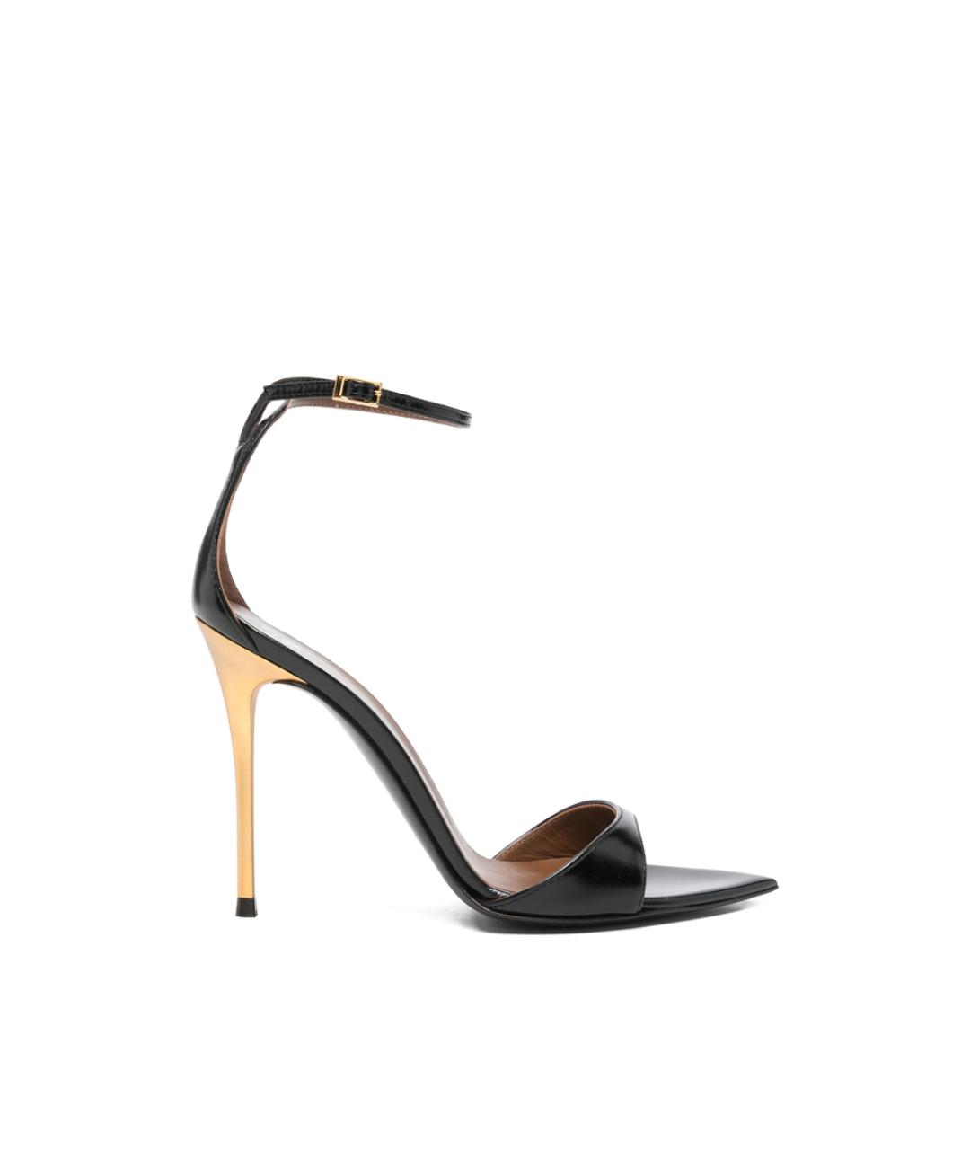 GIUSEPPE ZANOTTI DESIGN Черные кожаные босоножки, фото 1