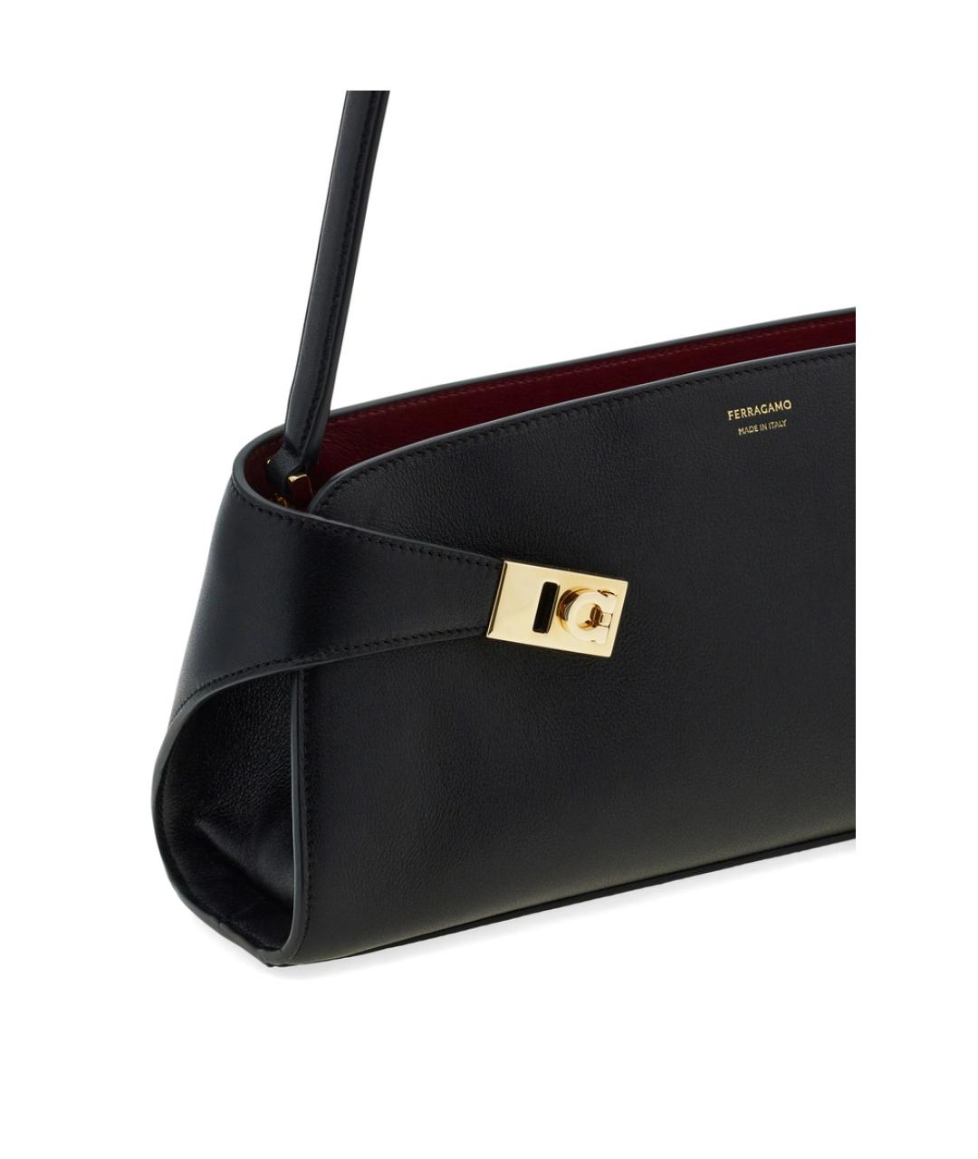 FERRAGAMO Черная кожаная сумка через плечо, фото 6