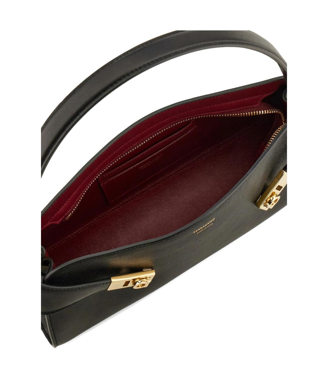FERRAGAMO Черная кожаная сумка через плечо, фото 5