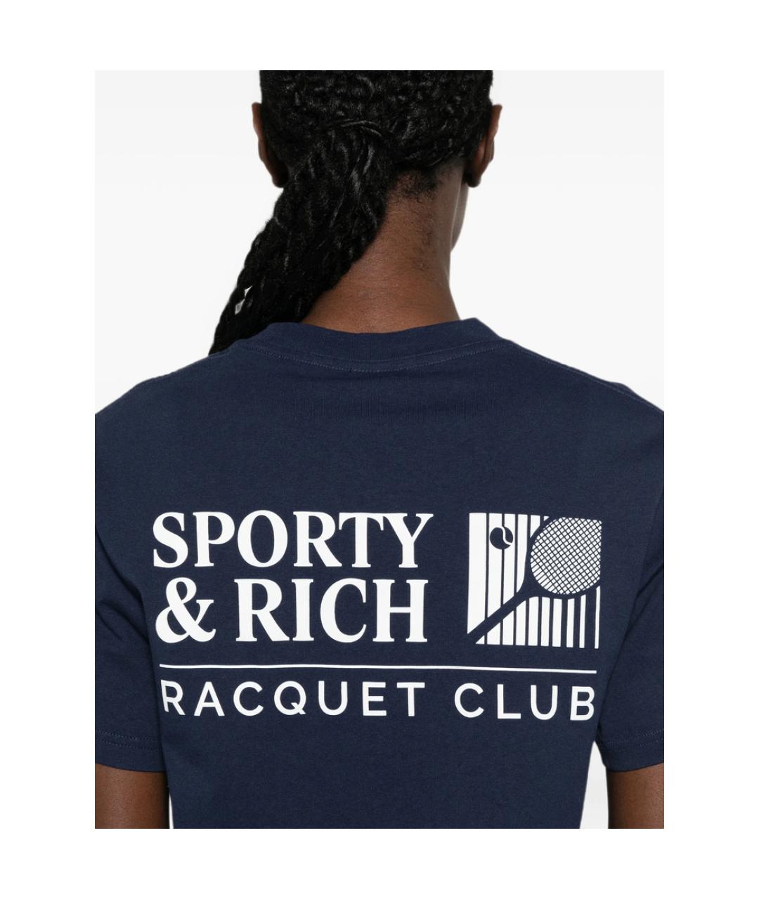 SPORTY AND RICH Синяя хлопковая футболка, фото 2
