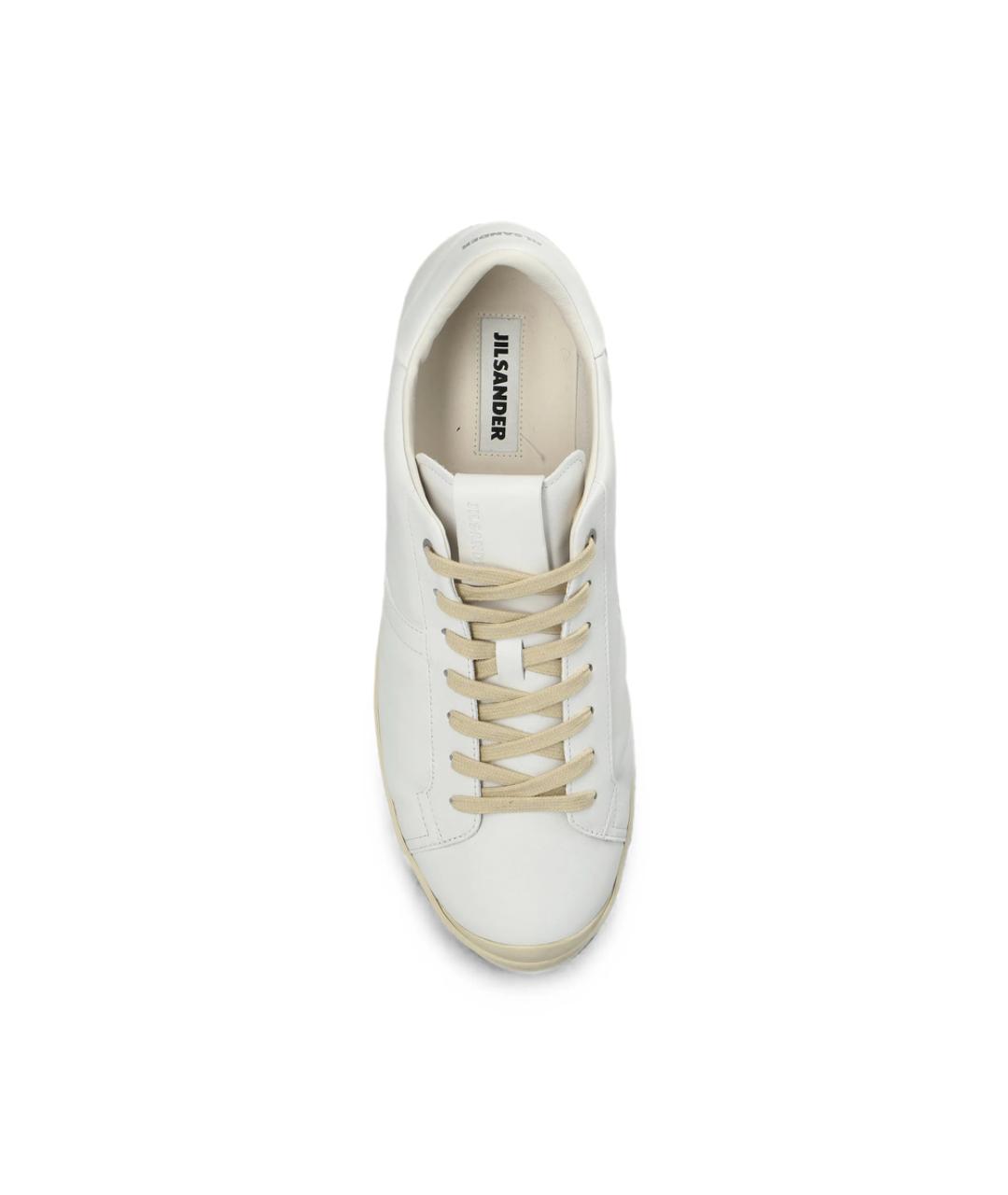 JIL SANDER Белые кожаные низкие кроссовки / кеды, фото 3