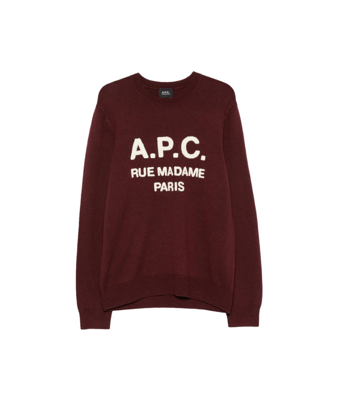 A.P.C. Бордовый шерстяной джемпер / свитер, фото 1