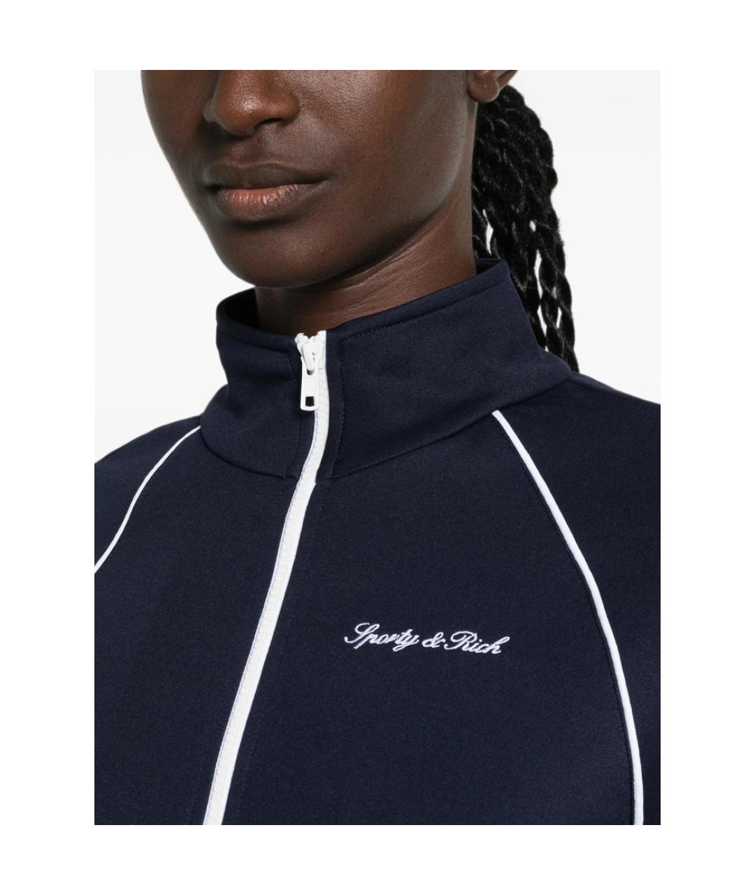 SPORTY AND RICH Темно-синяя полиэстеровая куртка, фото 2