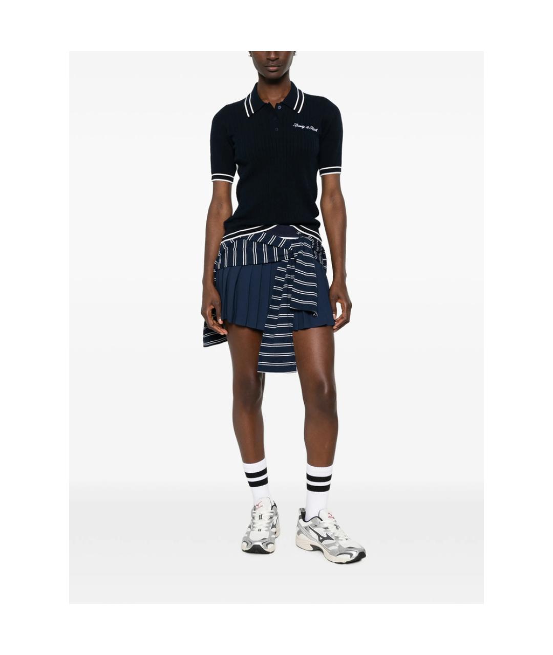 SPORTY AND RICH Темно-синяя хлопковая футболка, фото 3
