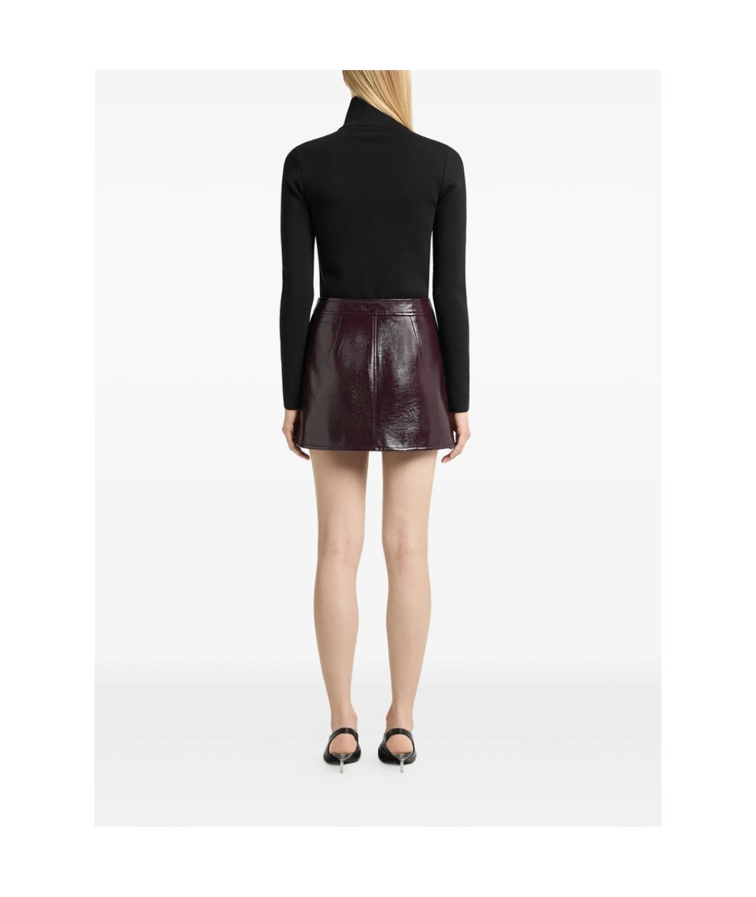 COURREGES Бордовая хлопковая юбка мини, фото 2