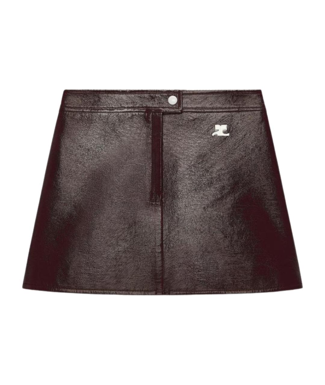 COURREGES Бордовая хлопковая юбка мини, фото 1