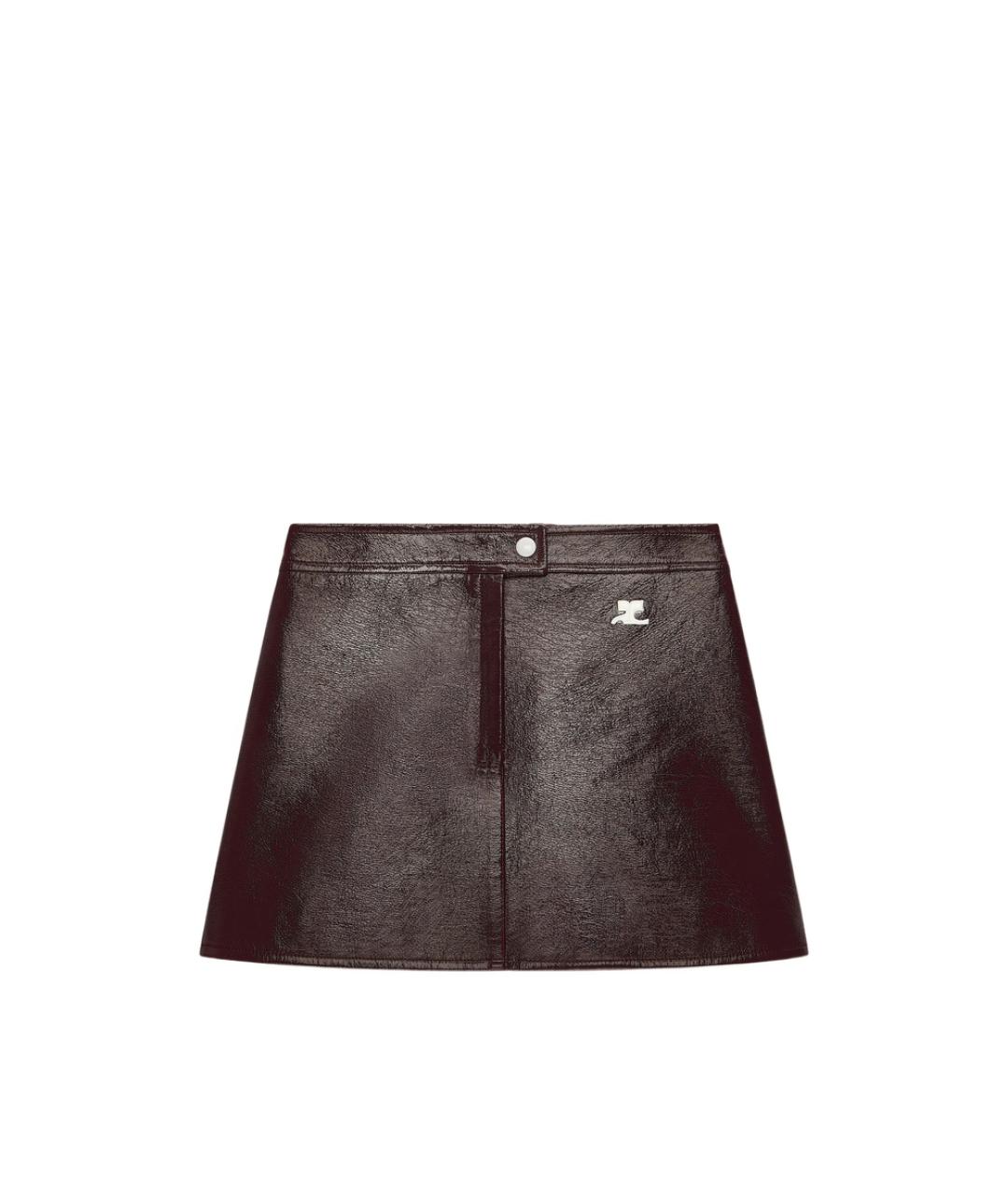 COURREGES Бордовая хлопковая юбка мини, фото 4