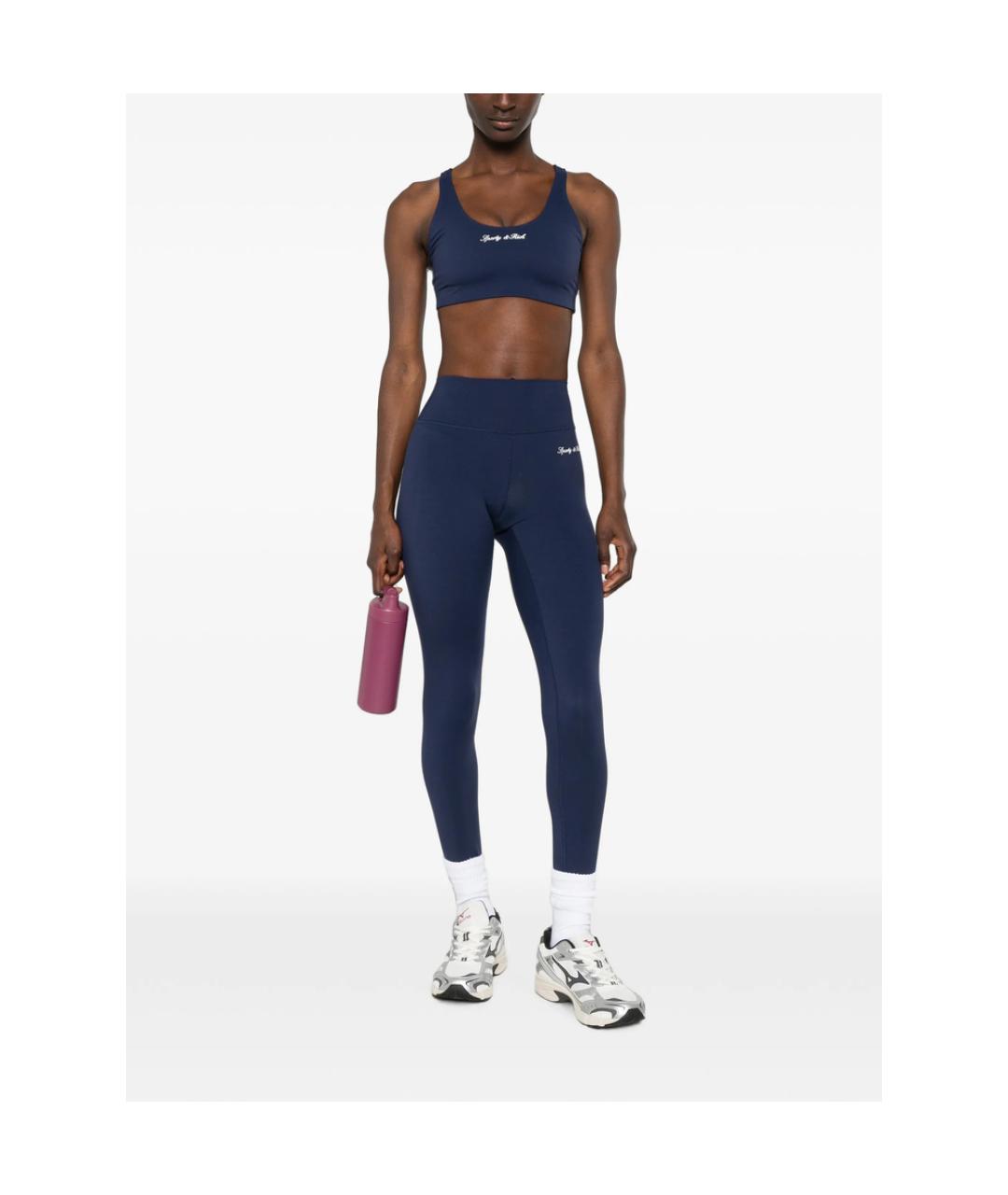 SPORTY AND RICH Синие полиамидовые леггинсы и велосипедки, фото 2