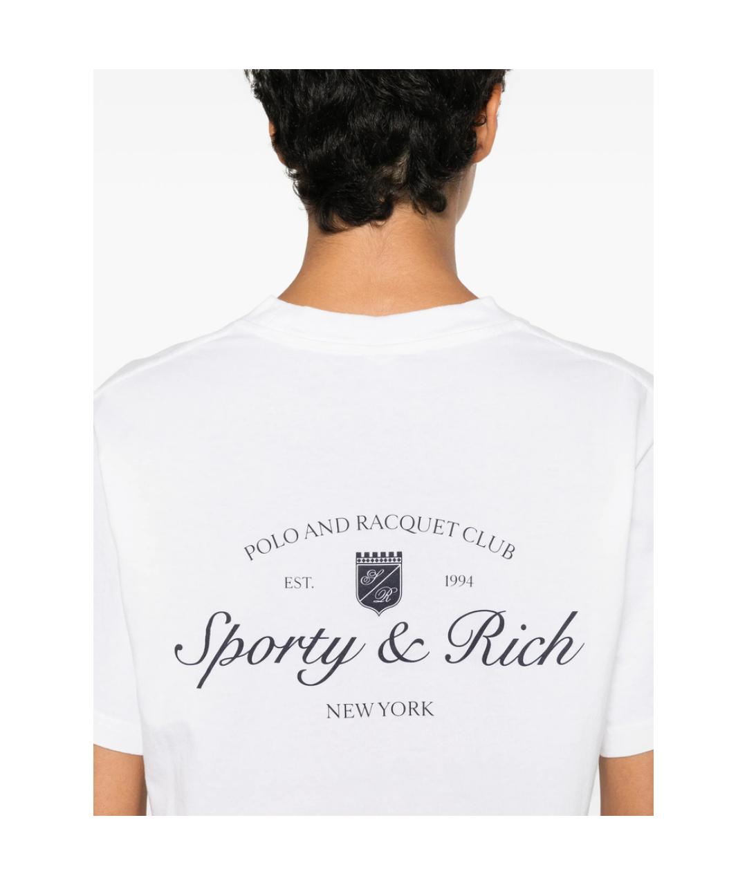 SPORTY AND RICH Белая хлопковая футболка, фото 4