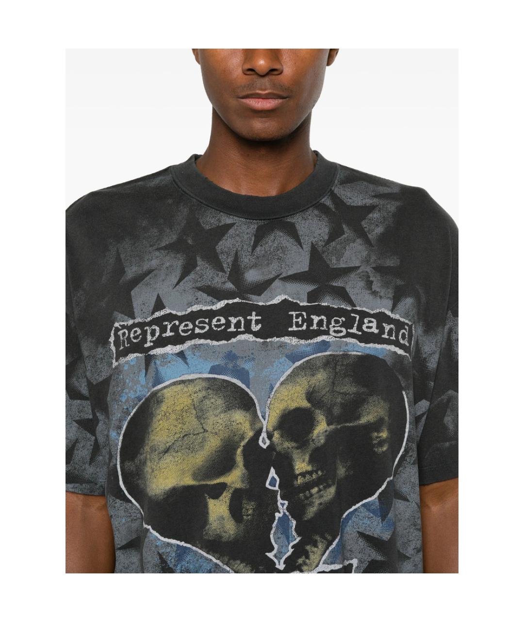 REPRESENT Черная хлопковая футболка, фото 4