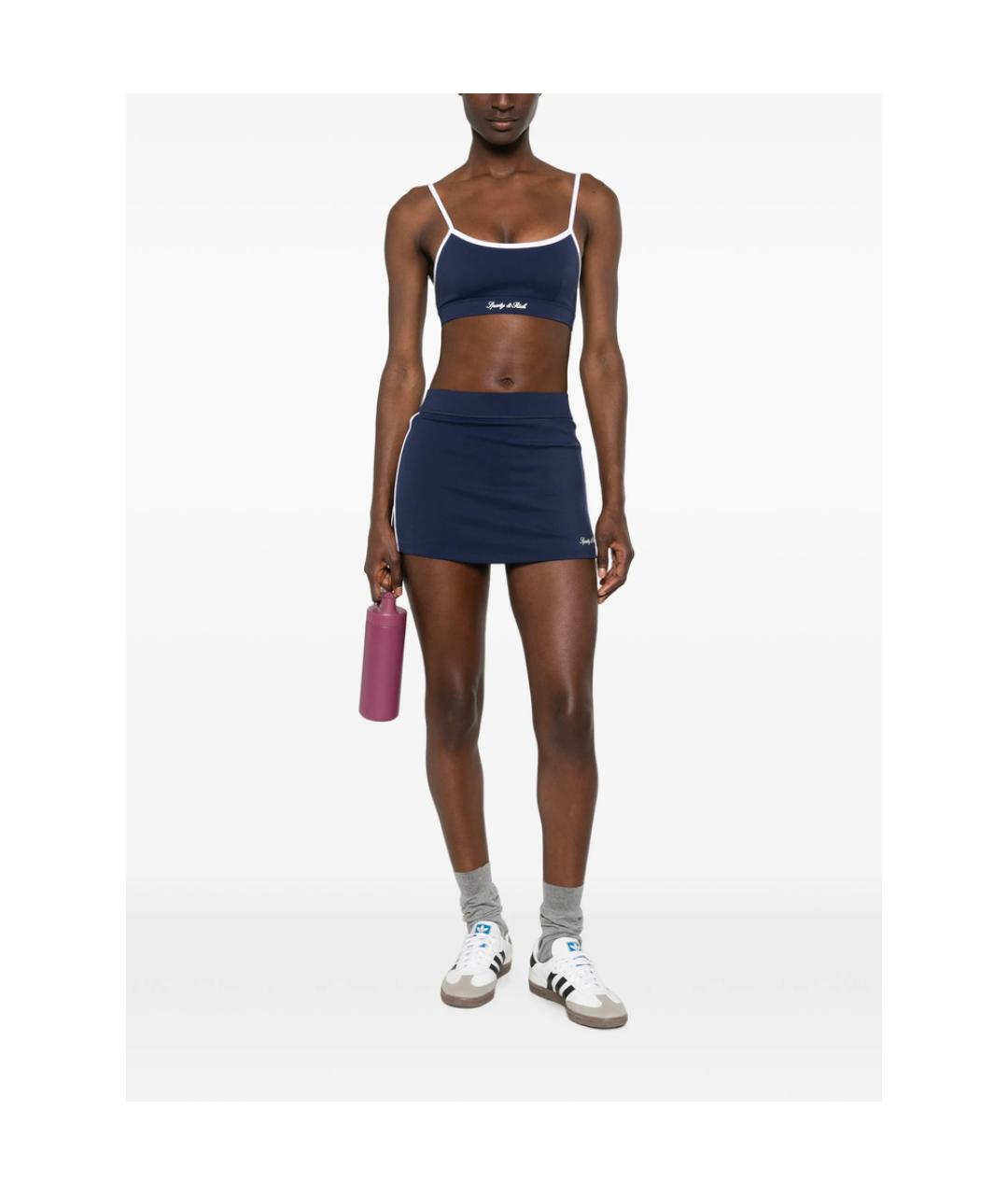 SPORTY AND RICH Синяя полиэстеровая юбка мини, фото 2