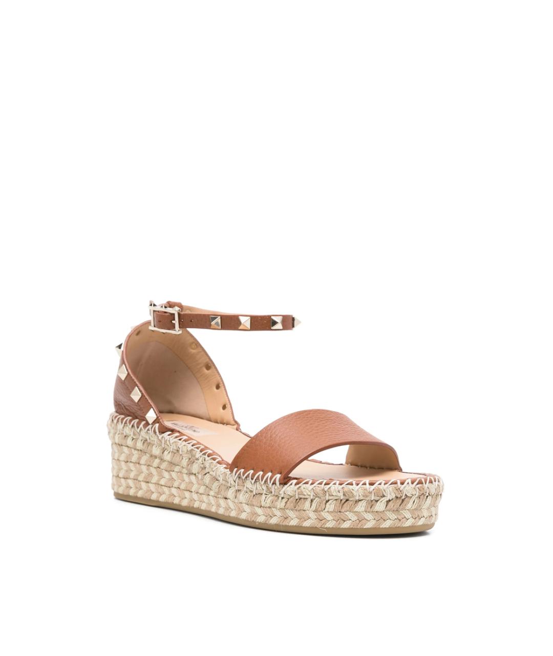VALENTINO Коричневые кожаные босоножки, фото 4