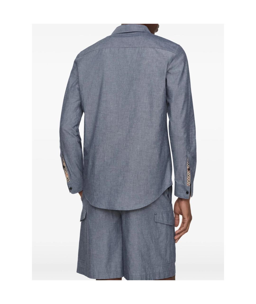 BURBERRY Синяя хлопковая классическая рубашка, фото 3