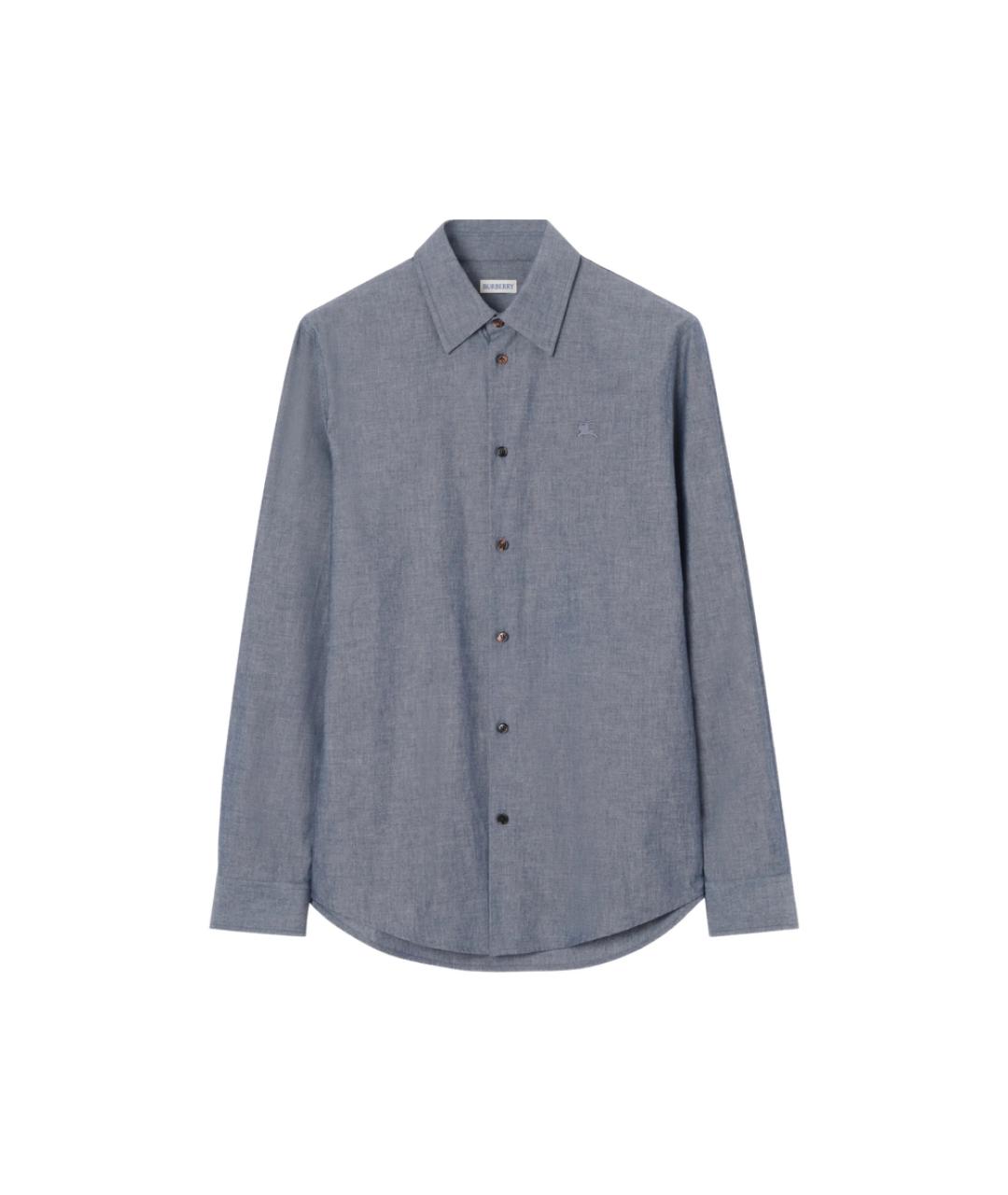 BURBERRY Синяя хлопковая классическая рубашка, фото 1