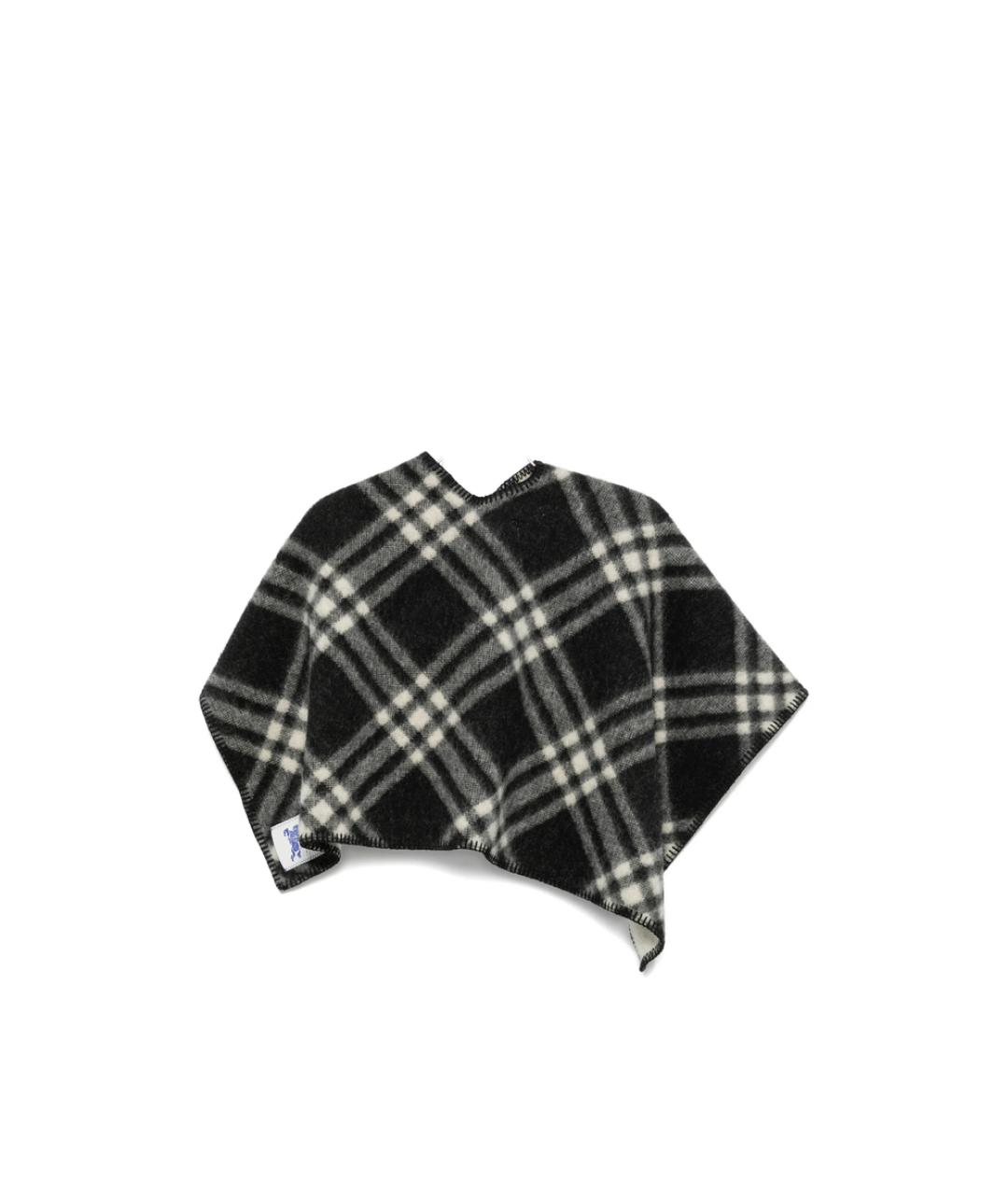 BURBERRY Черный шерстяной шарф, фото 3